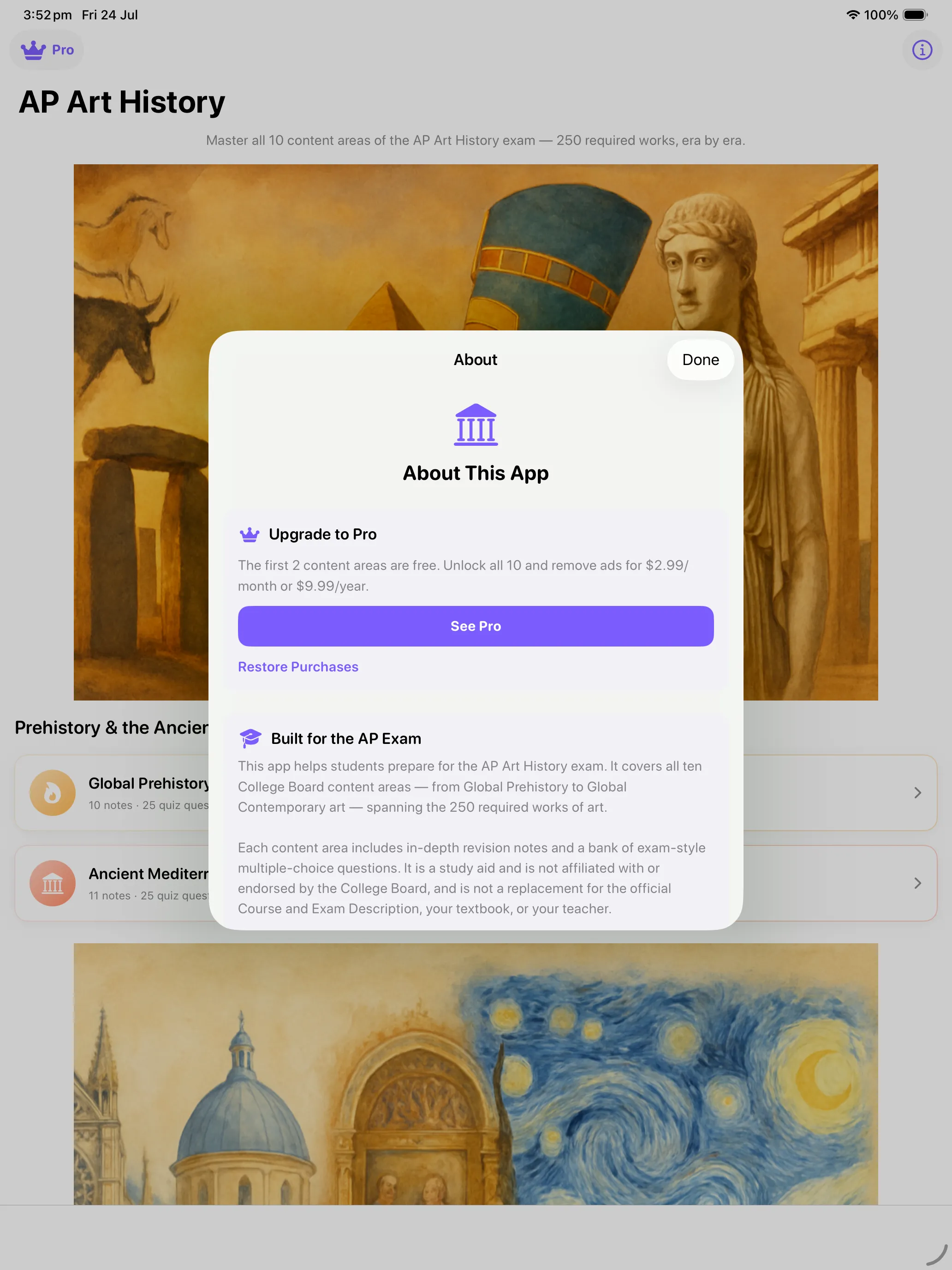 A quiz question on iPad with four options and the countdown timer in the corner
