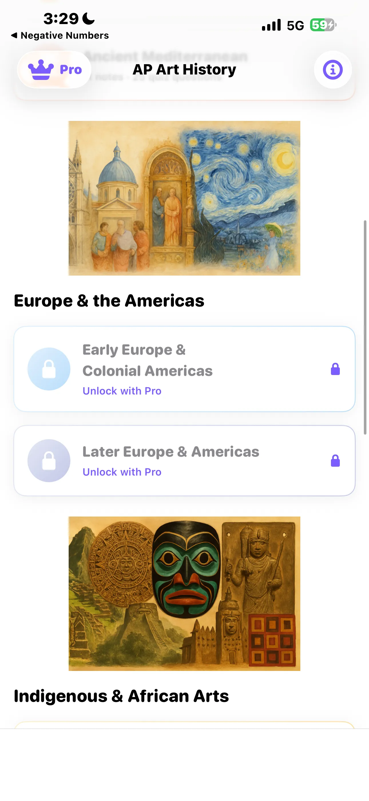 The Europe and the Americas group with Early Europe and Colonial Americas and Later Europe and Americas marked Unlock with Pro