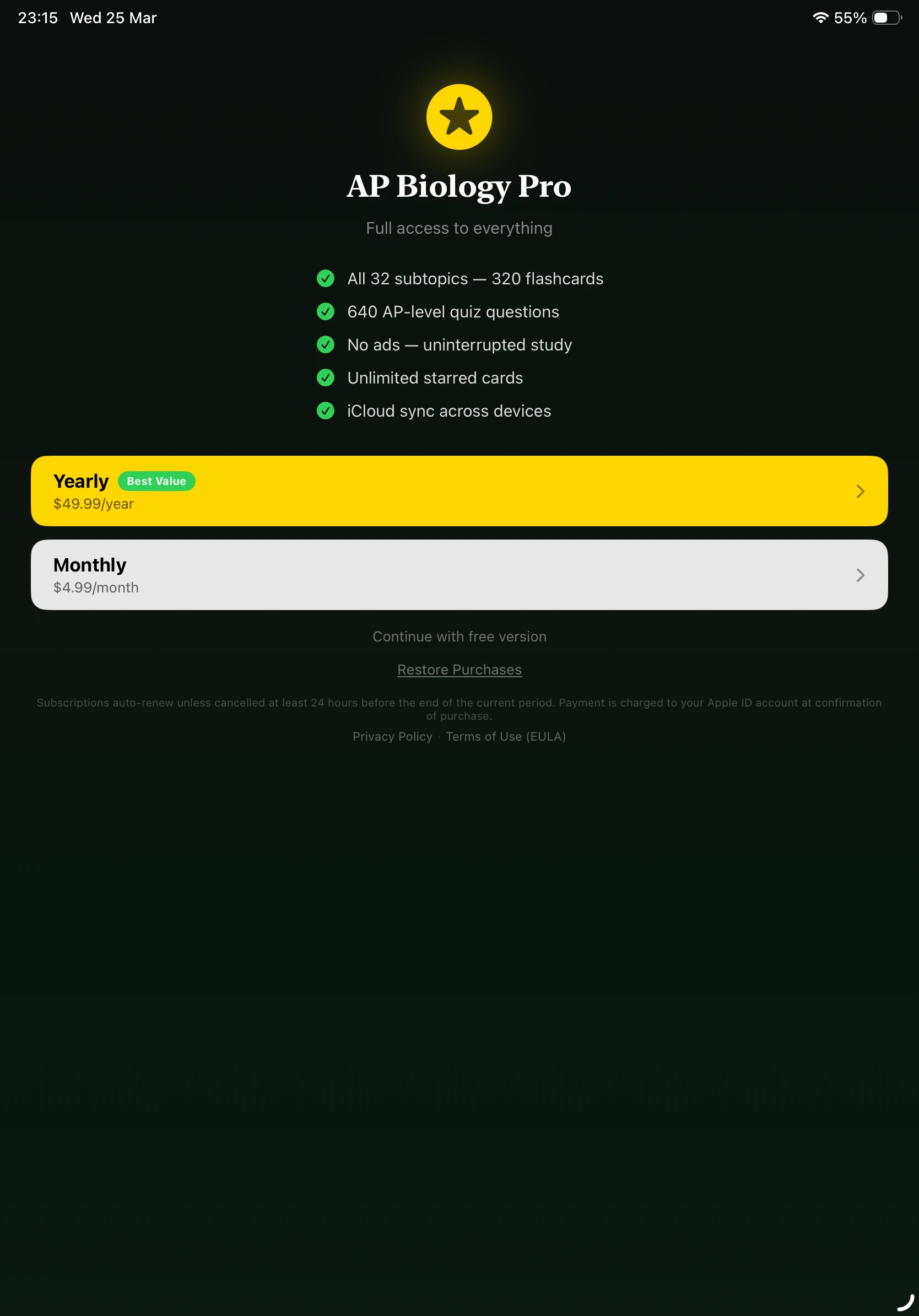 iPad Screenshot - Premium Subscription