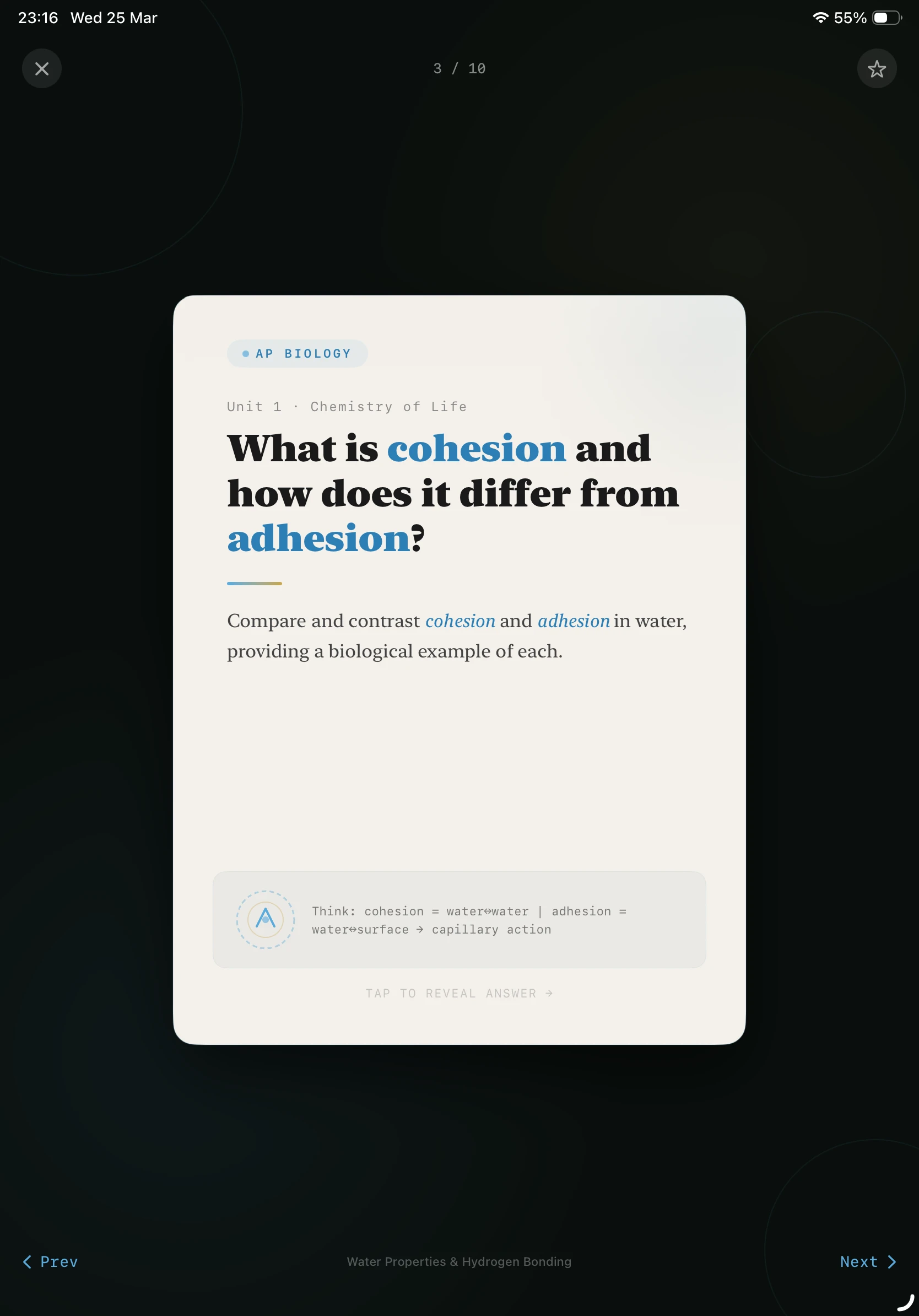 iPad Screenshot - Flashcard Question