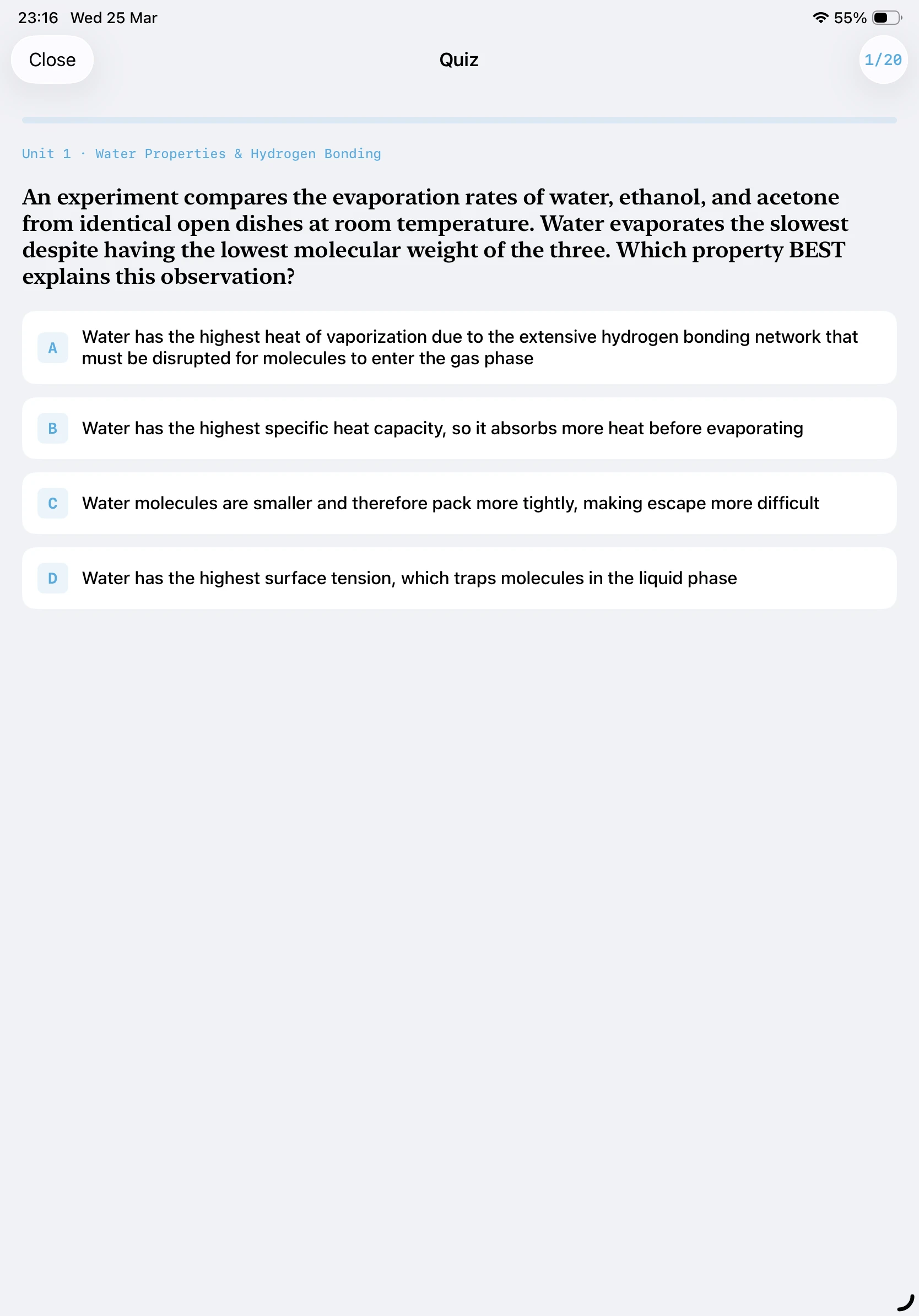 iPad Screenshot - Quiz Question