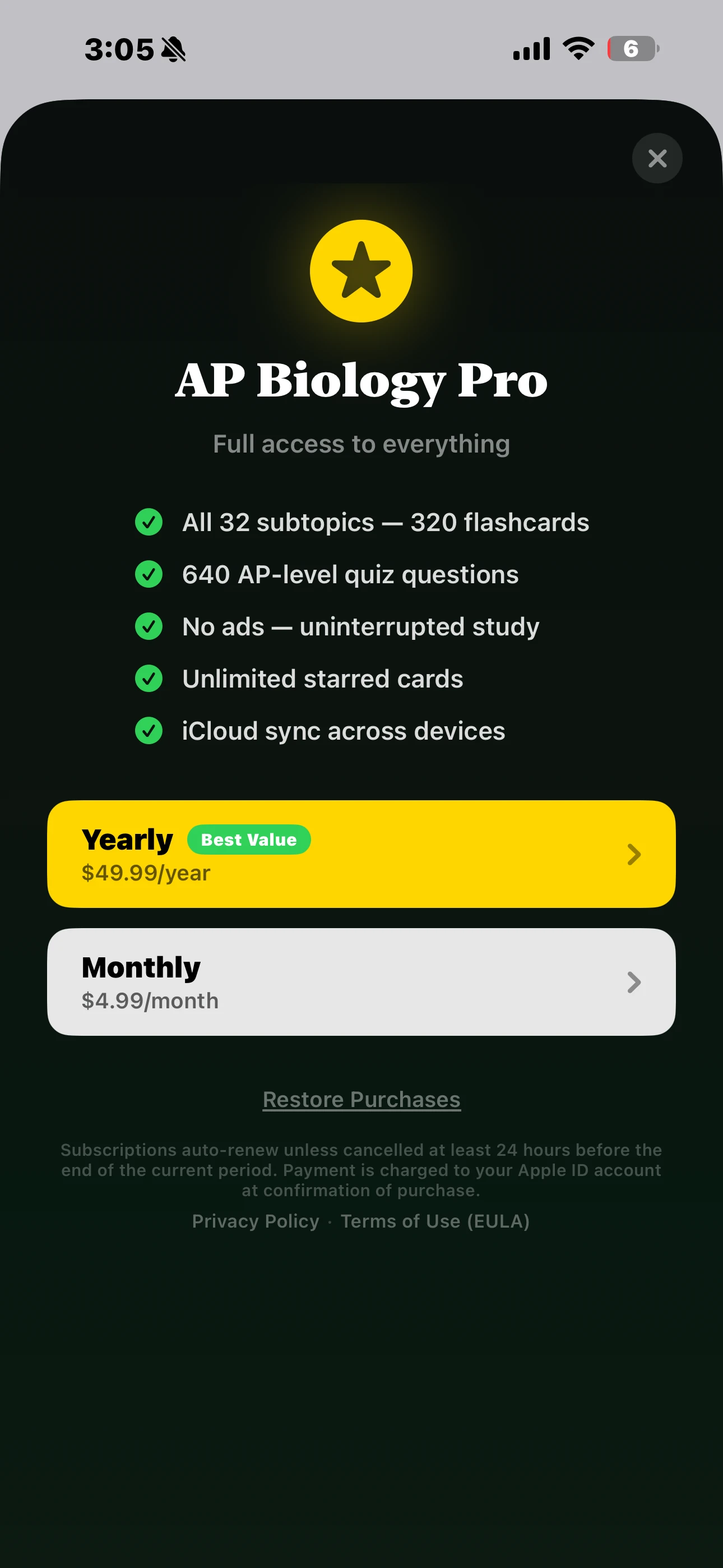 iPhone Screenshot - Premium Subscription