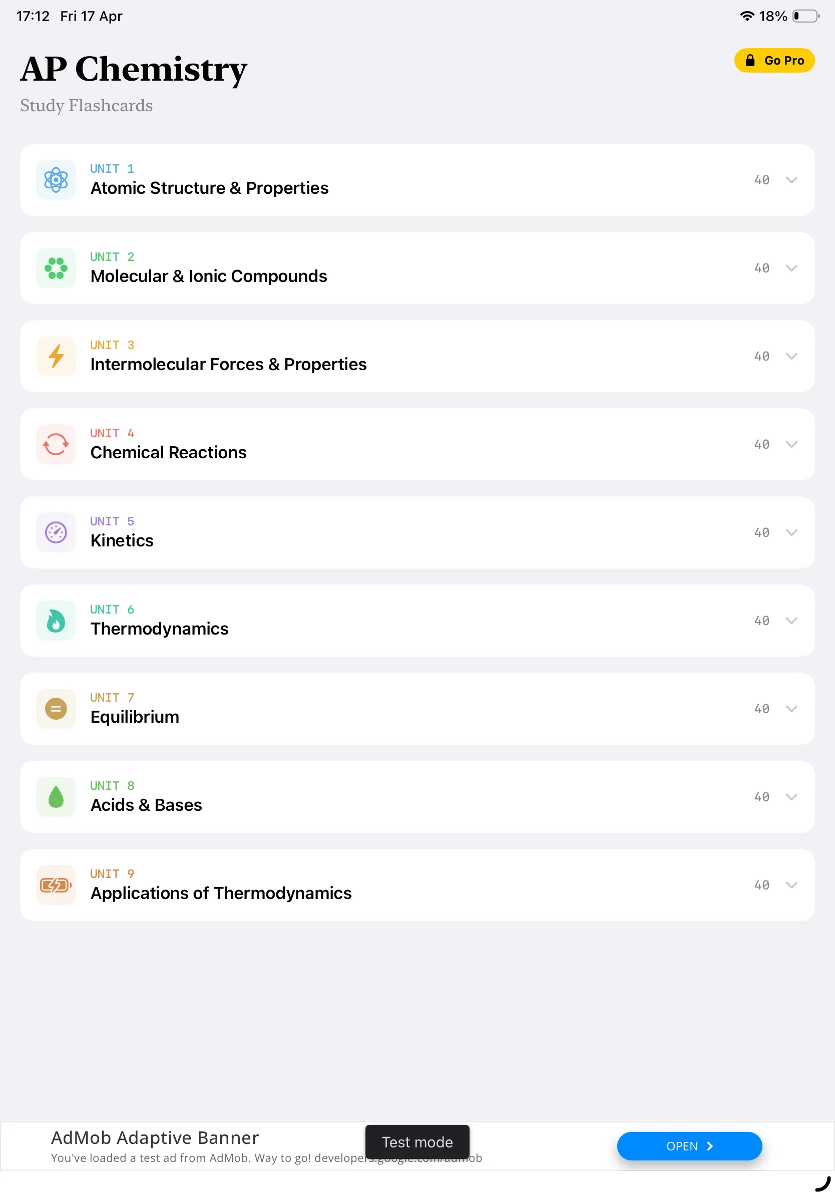 iPad Screenshot - Units List (Light Mode)
