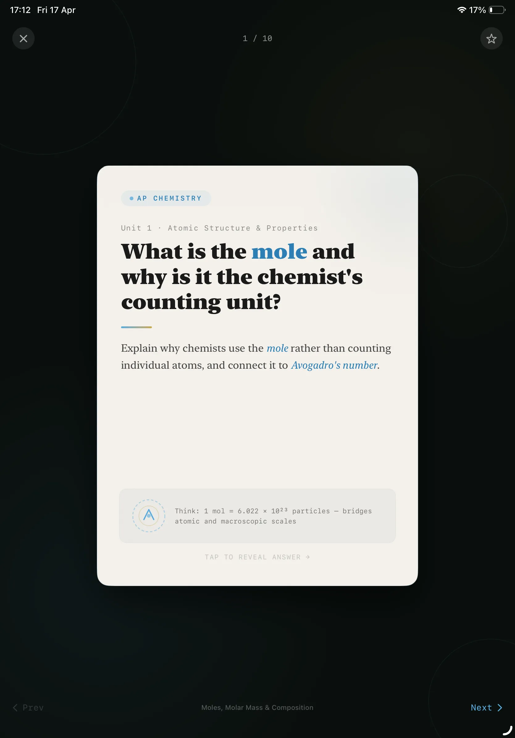 iPad Screenshot - Flashcard Question