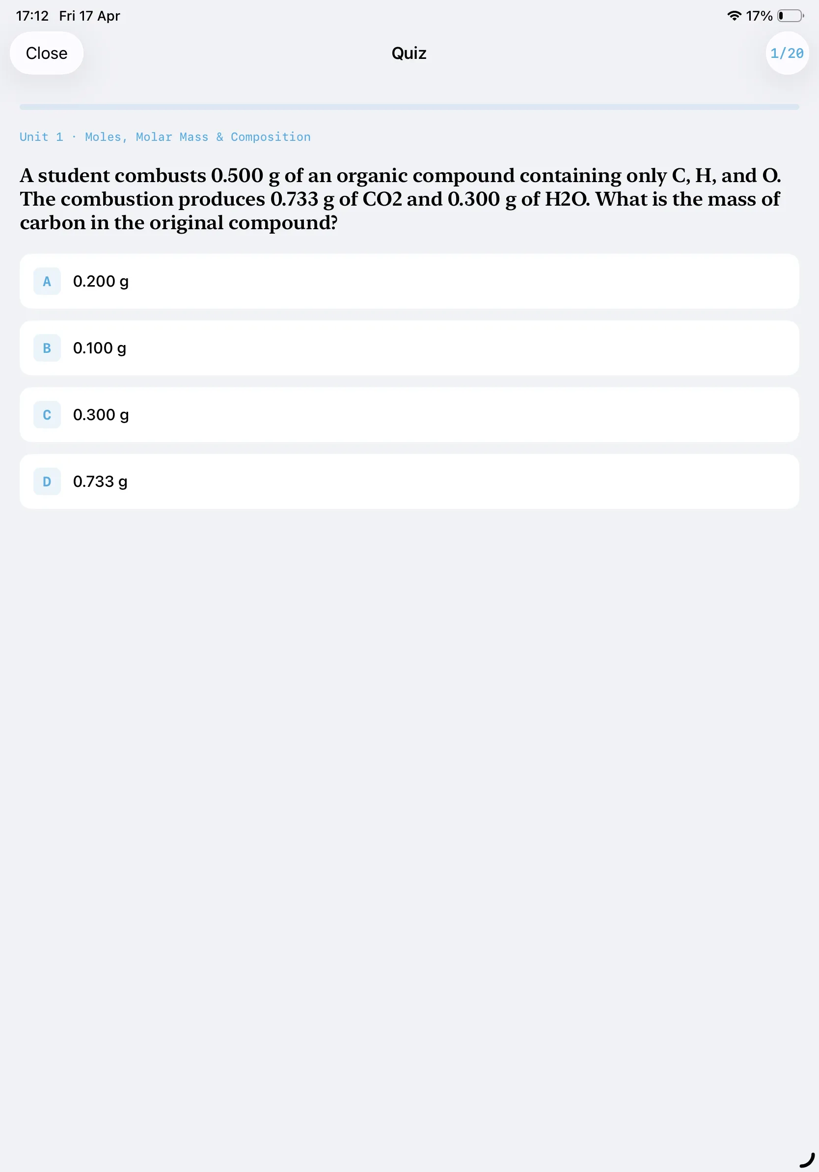 iPad Screenshot - Quiz Question