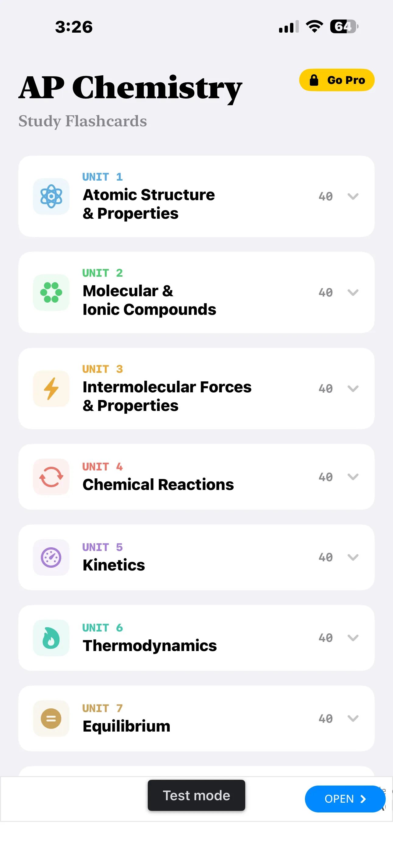 iPhone Screenshot - AP Chemistry Units List (Light Mode)