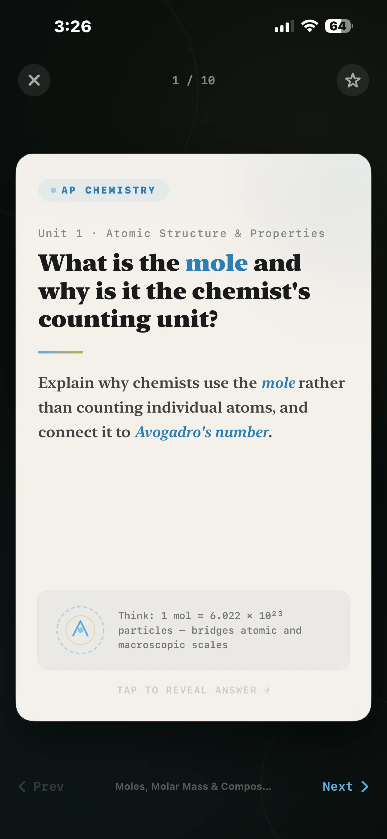 iPhone Screenshot - Flashcard Question