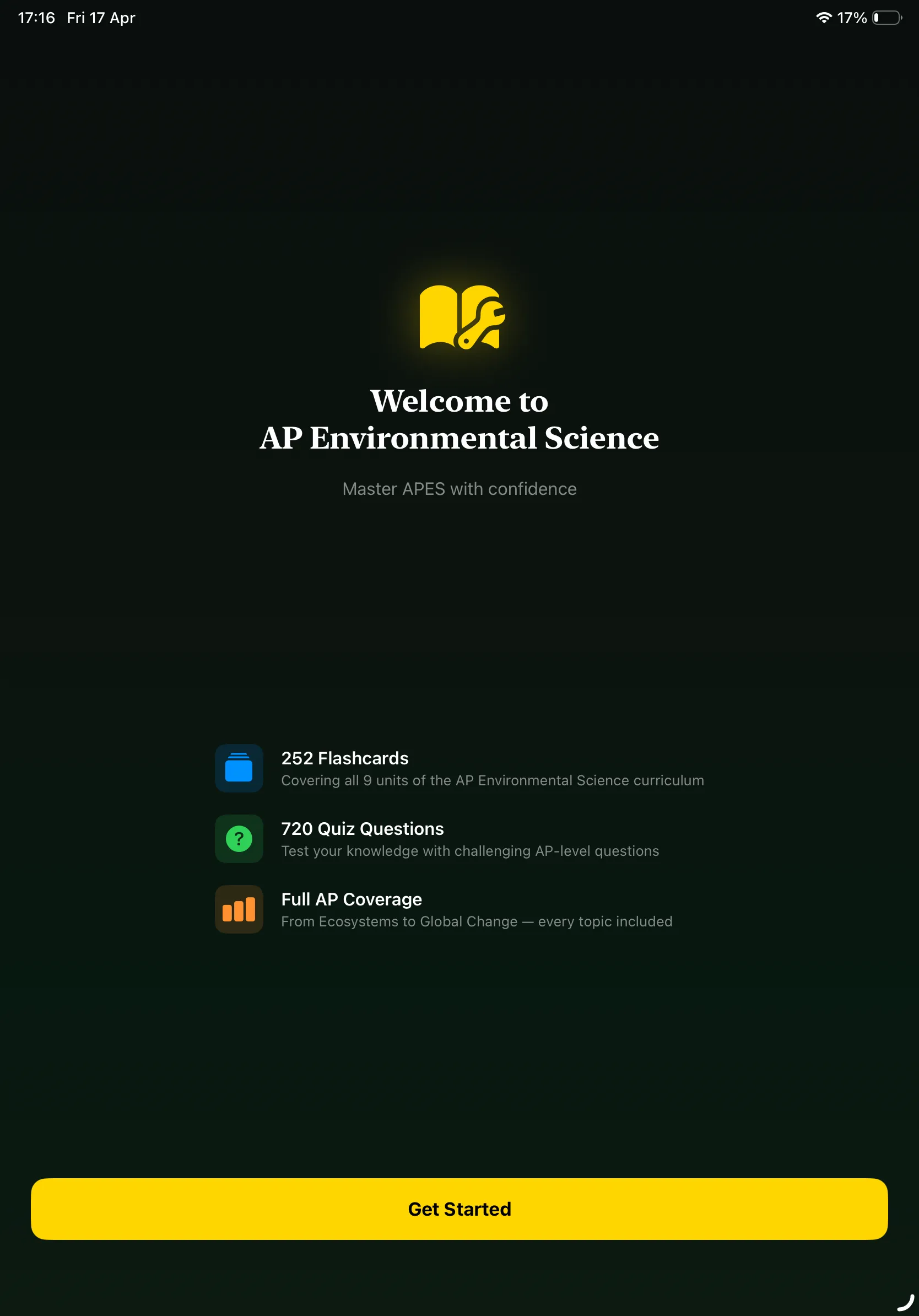 iPad Screenshot - Welcome Screen