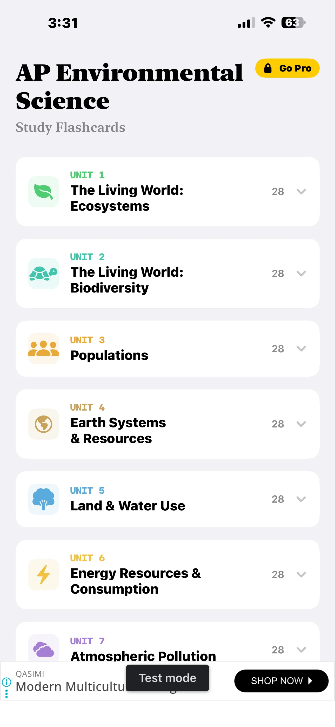 iPhone Screenshot - Units List Light Mode