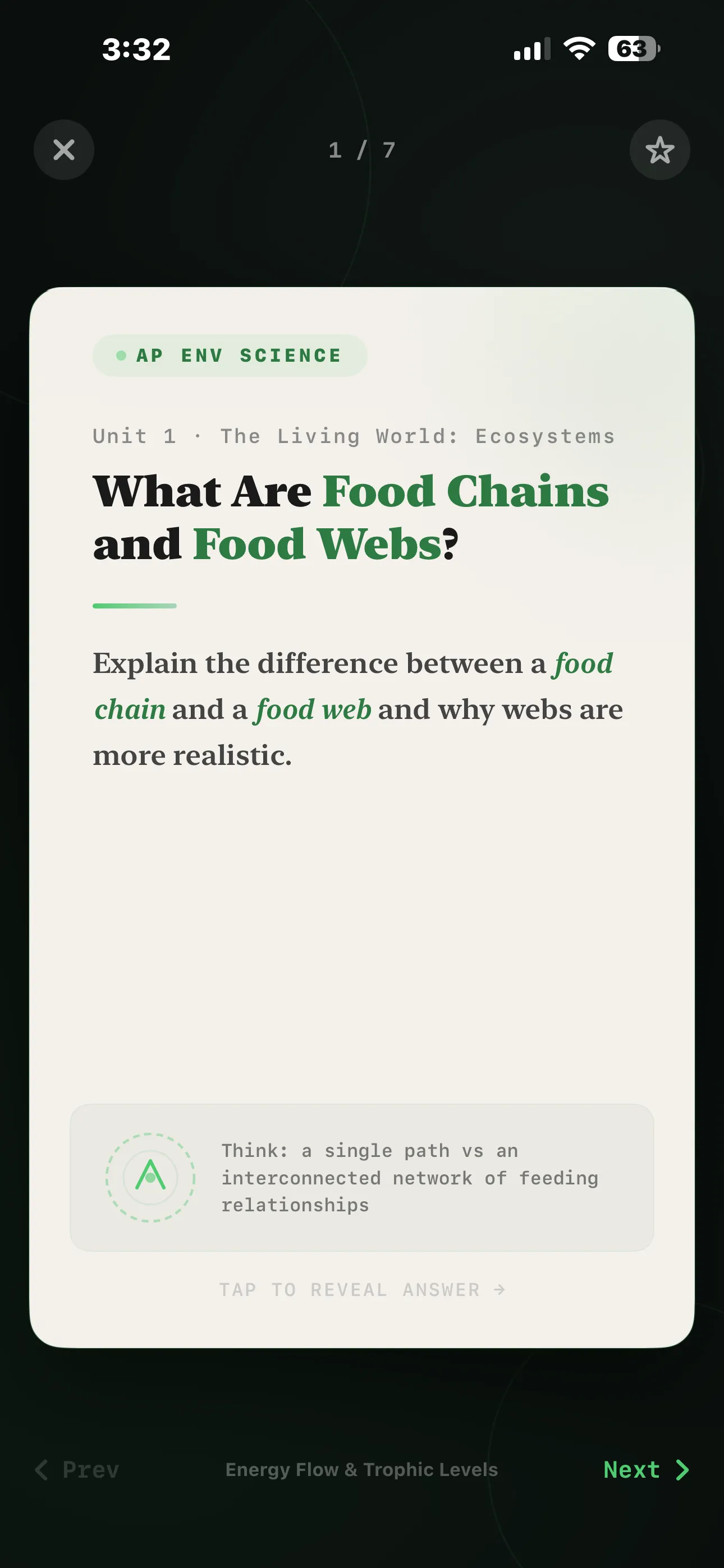 iPhone Screenshot - Flashcard Question