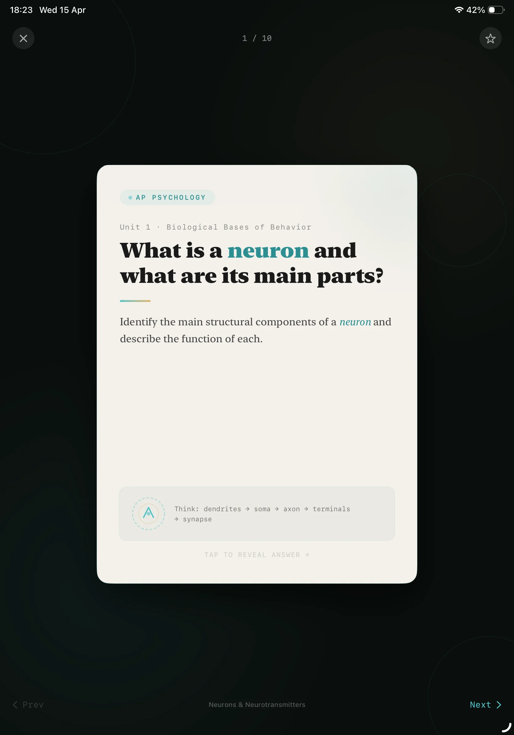 iPad Screenshot - Flashcard Question