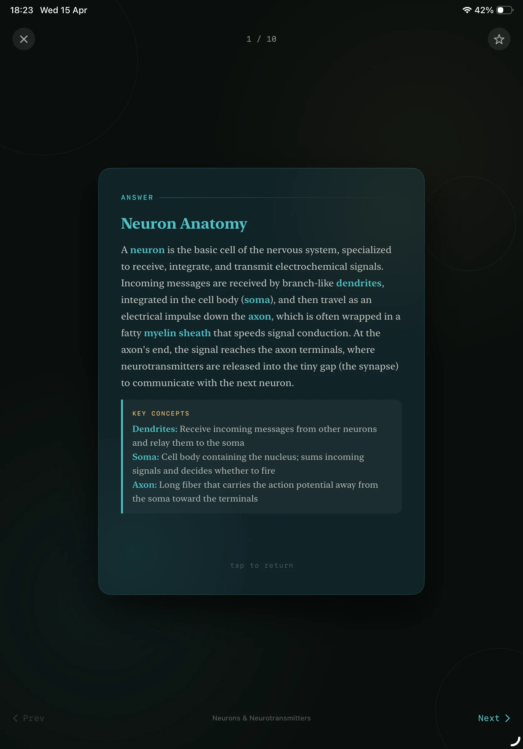 iPad Screenshot - Flashcard Answer