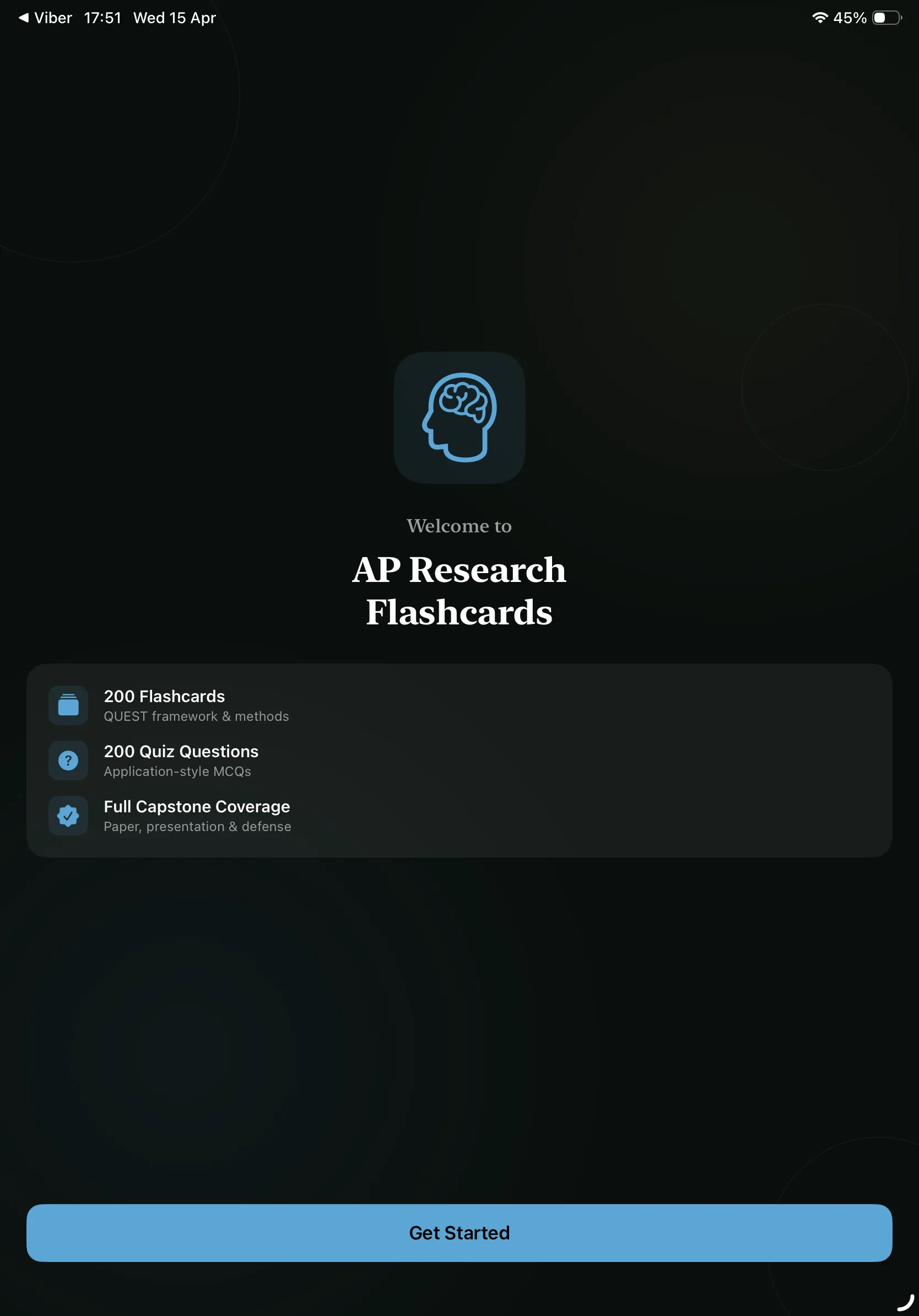 iPad Screenshot - Welcome Screen