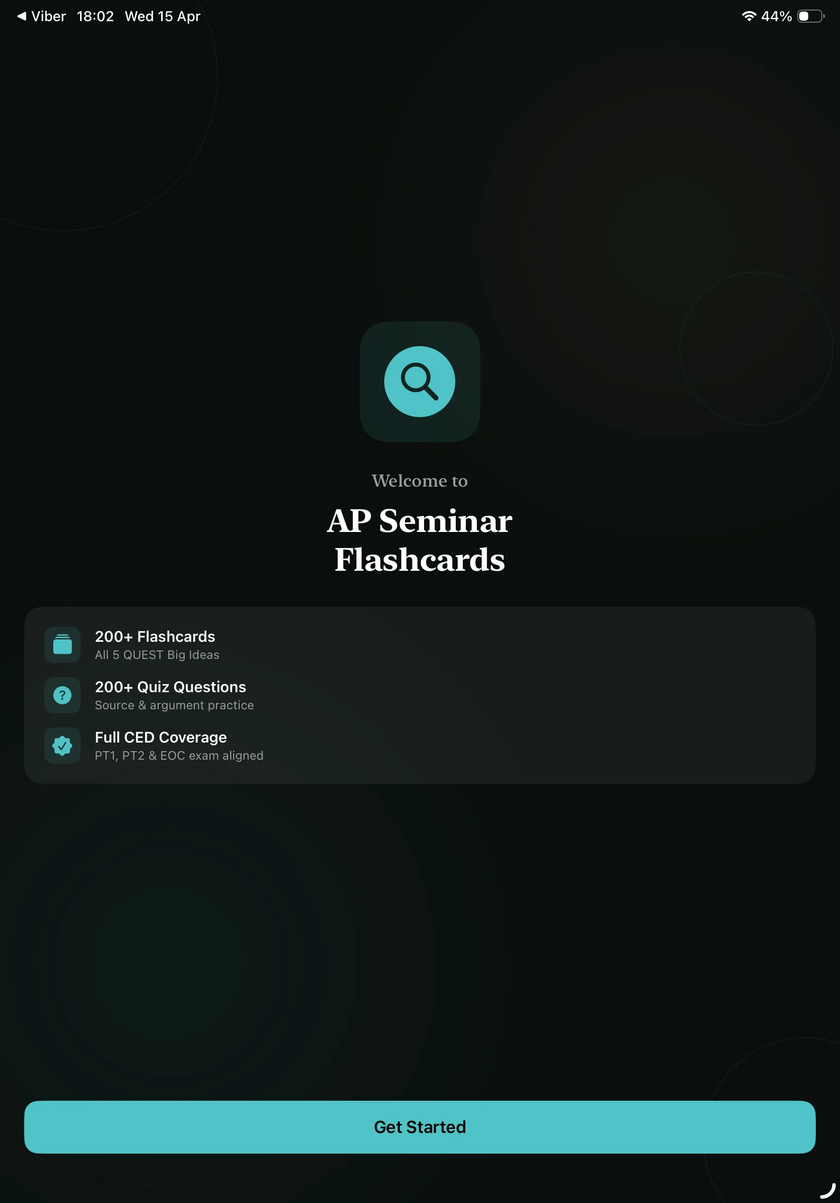iPad Screenshot - Welcome Screen