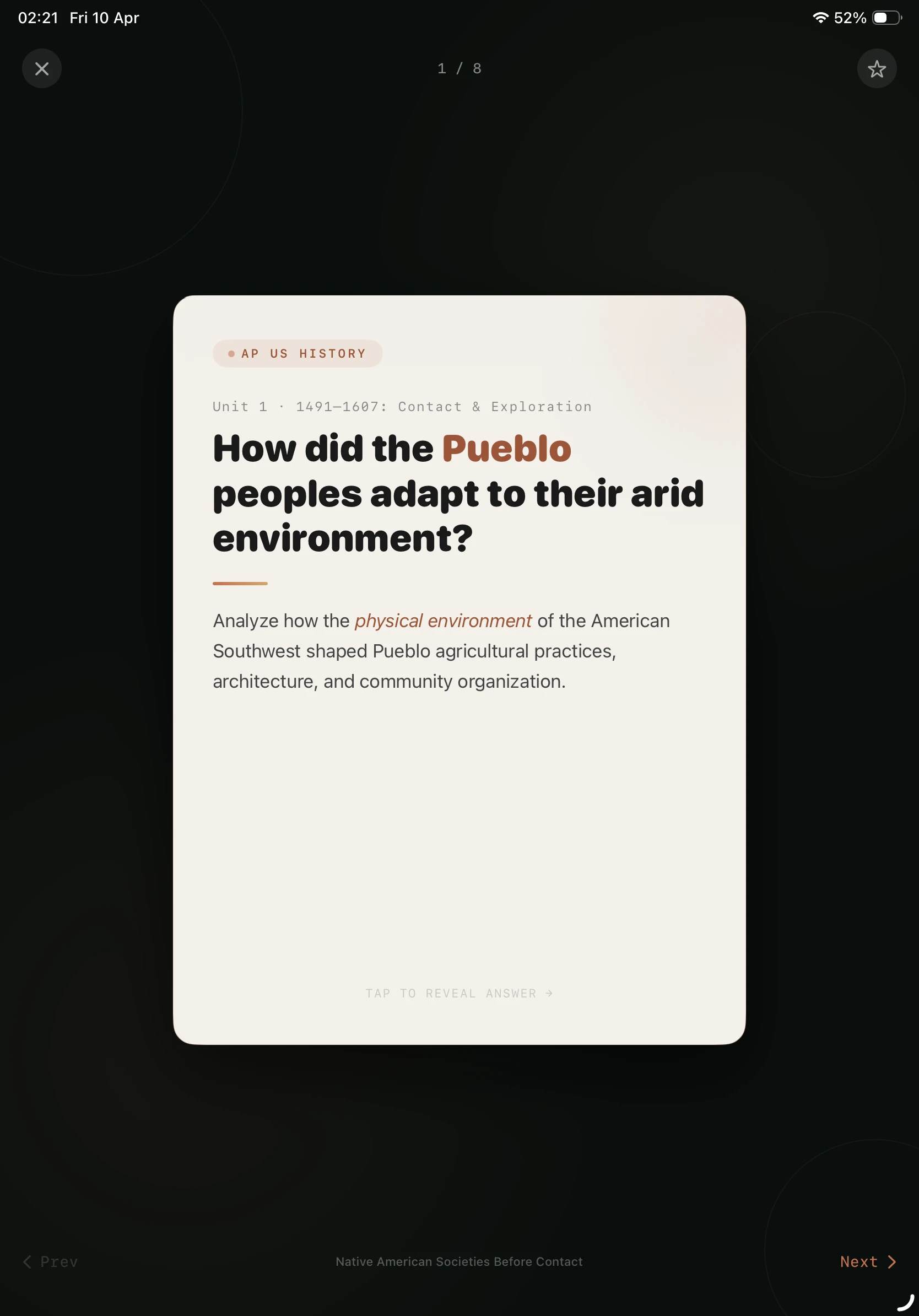 iPad Screenshot - Flashcard Question