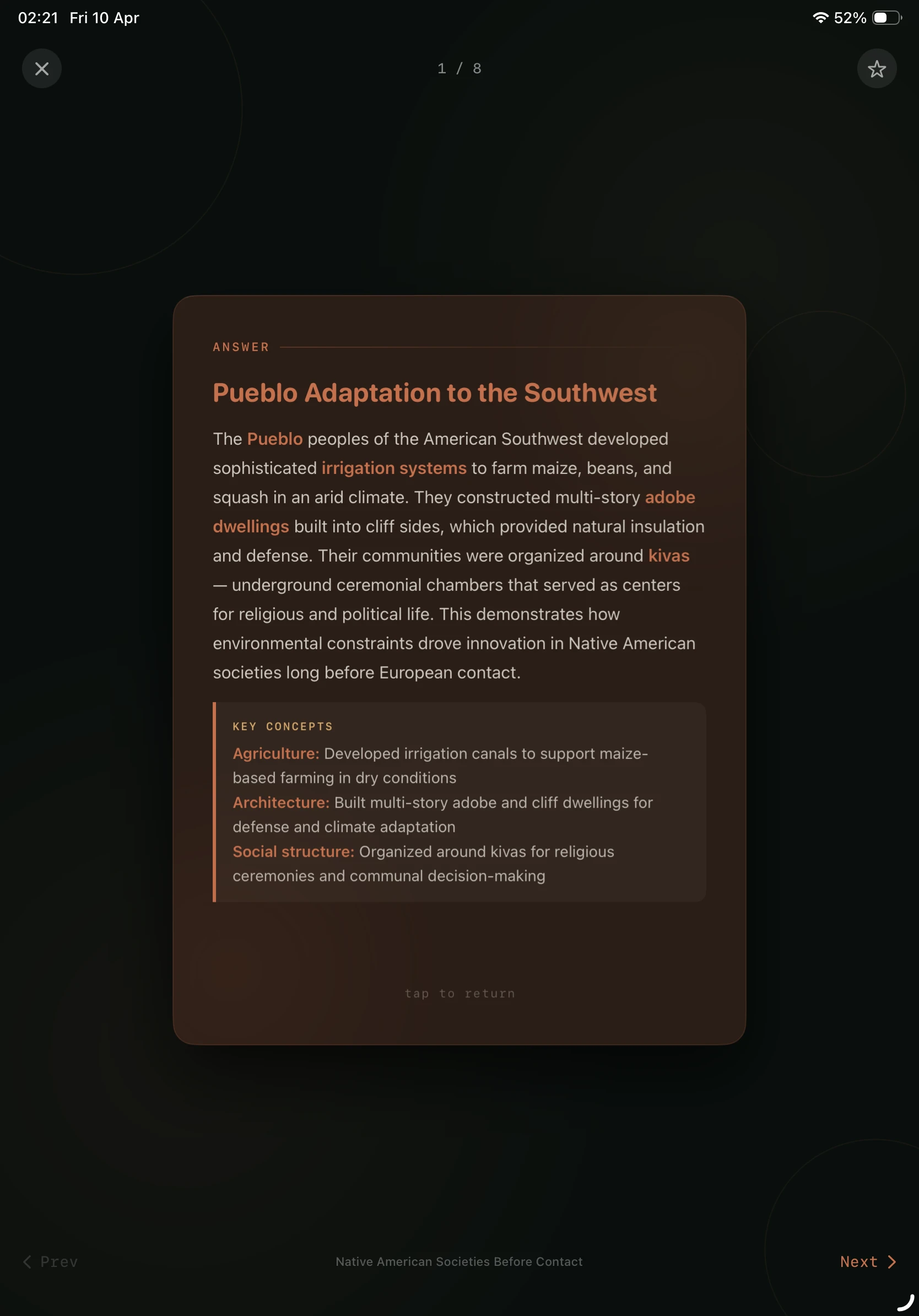iPad Screenshot - Flashcard Answer