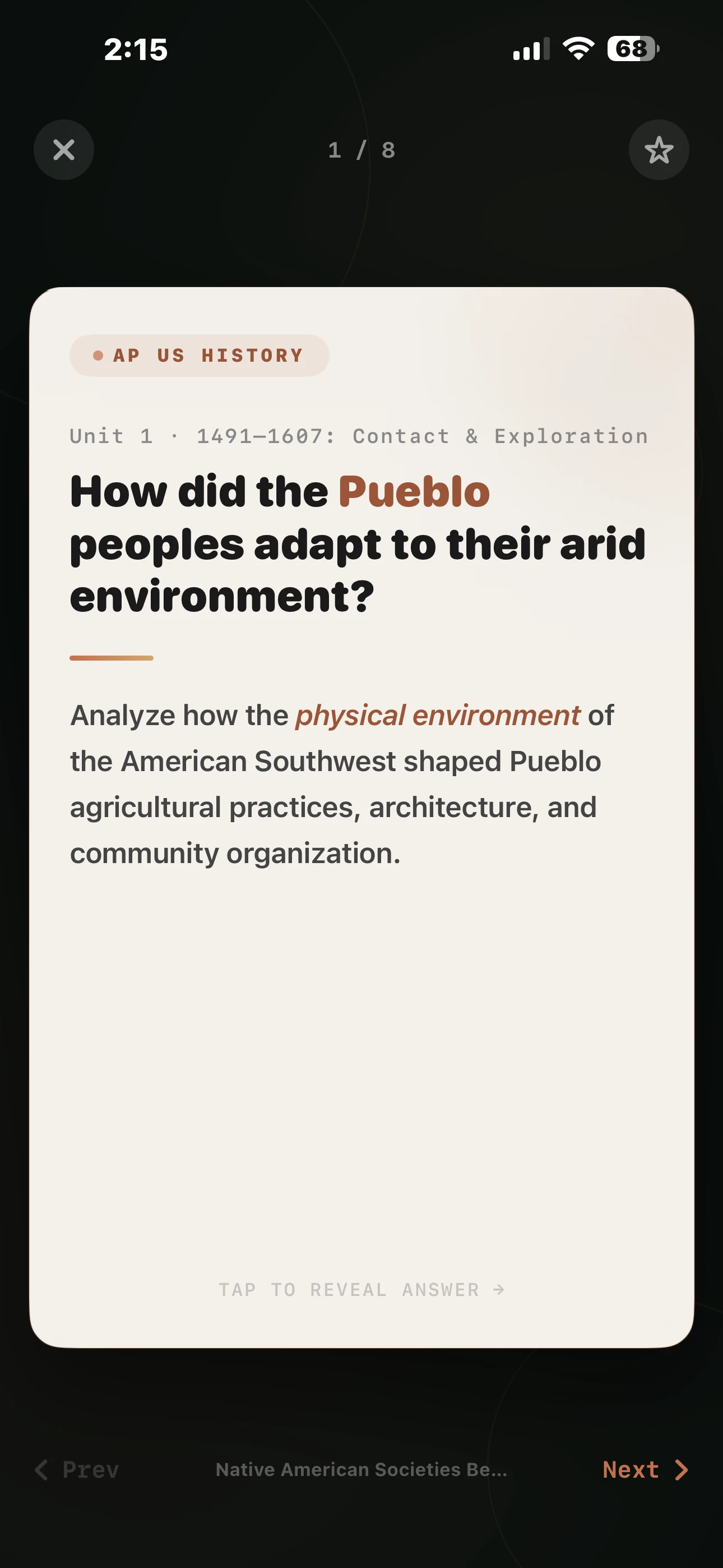 iPhone Screenshot - Flashcard Question