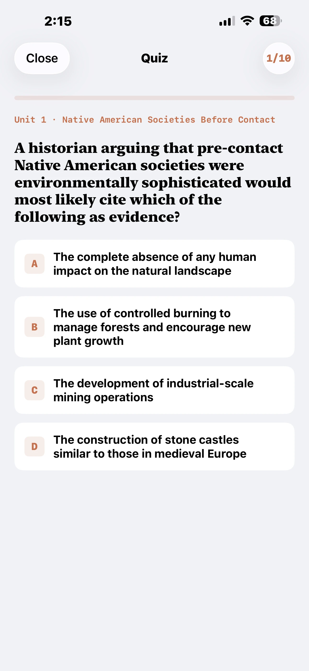 iPhone Screenshot - Quiz Question