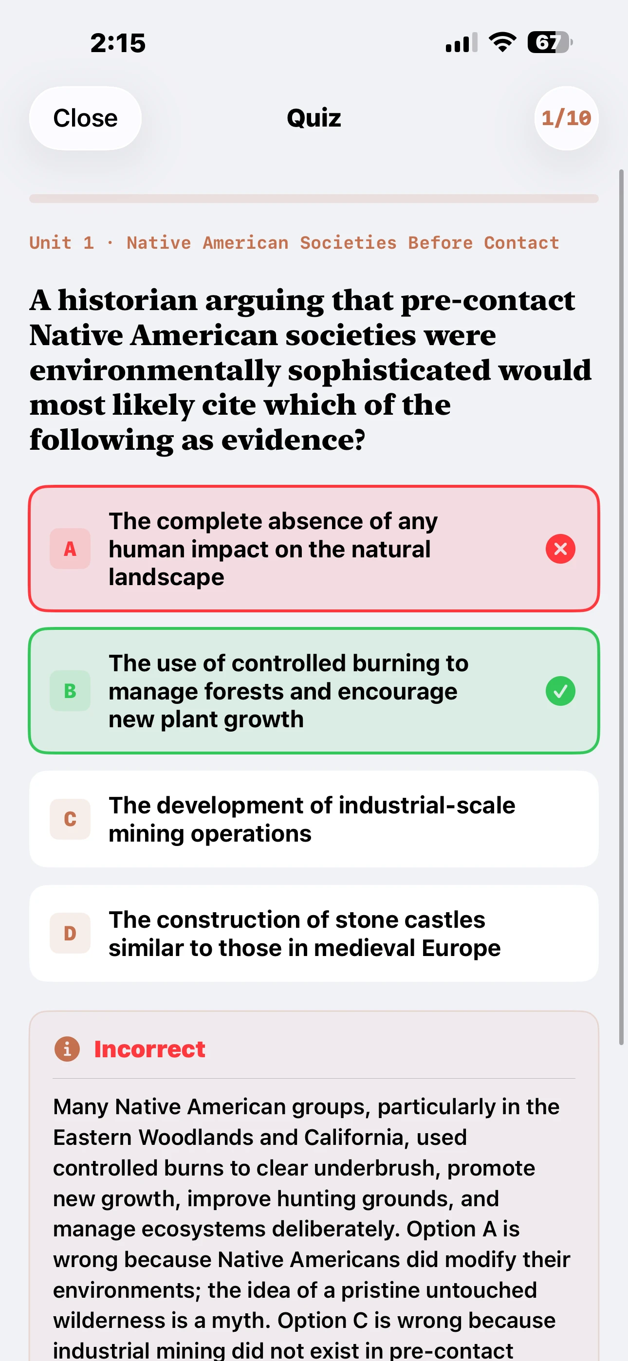 iPhone Screenshot - Quiz Answer with Explanation
