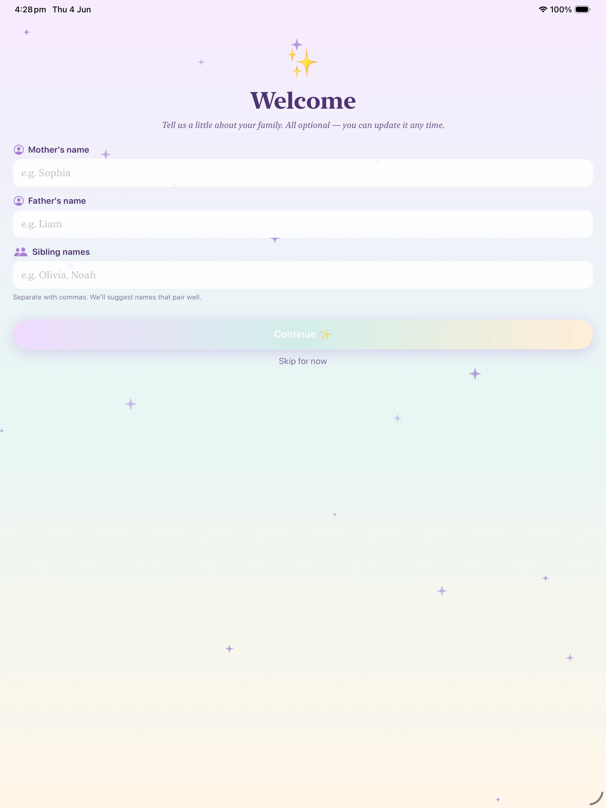 Welcome onboarding on iPad