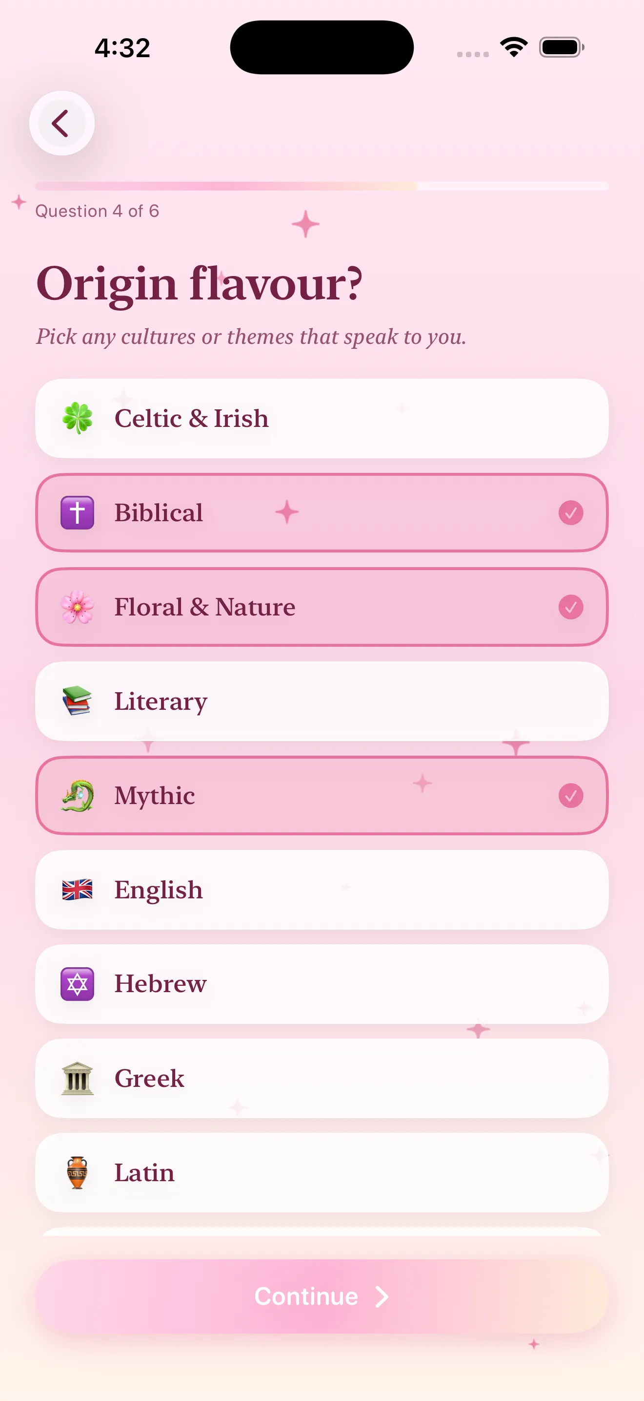 Question four: origin flavour with cultures like Biblical, Mythic and Hebrew