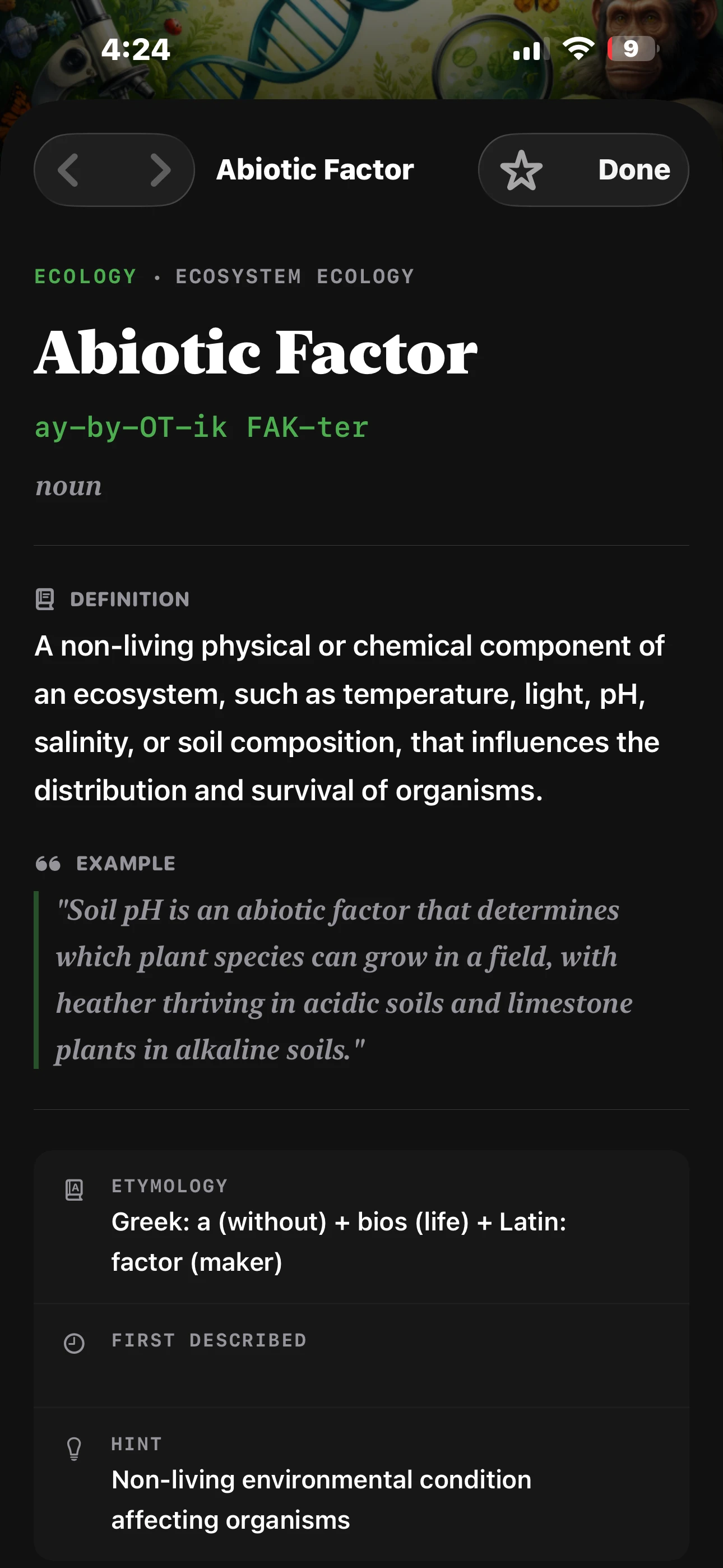 iPhone - Term Detail (Dark Mode)