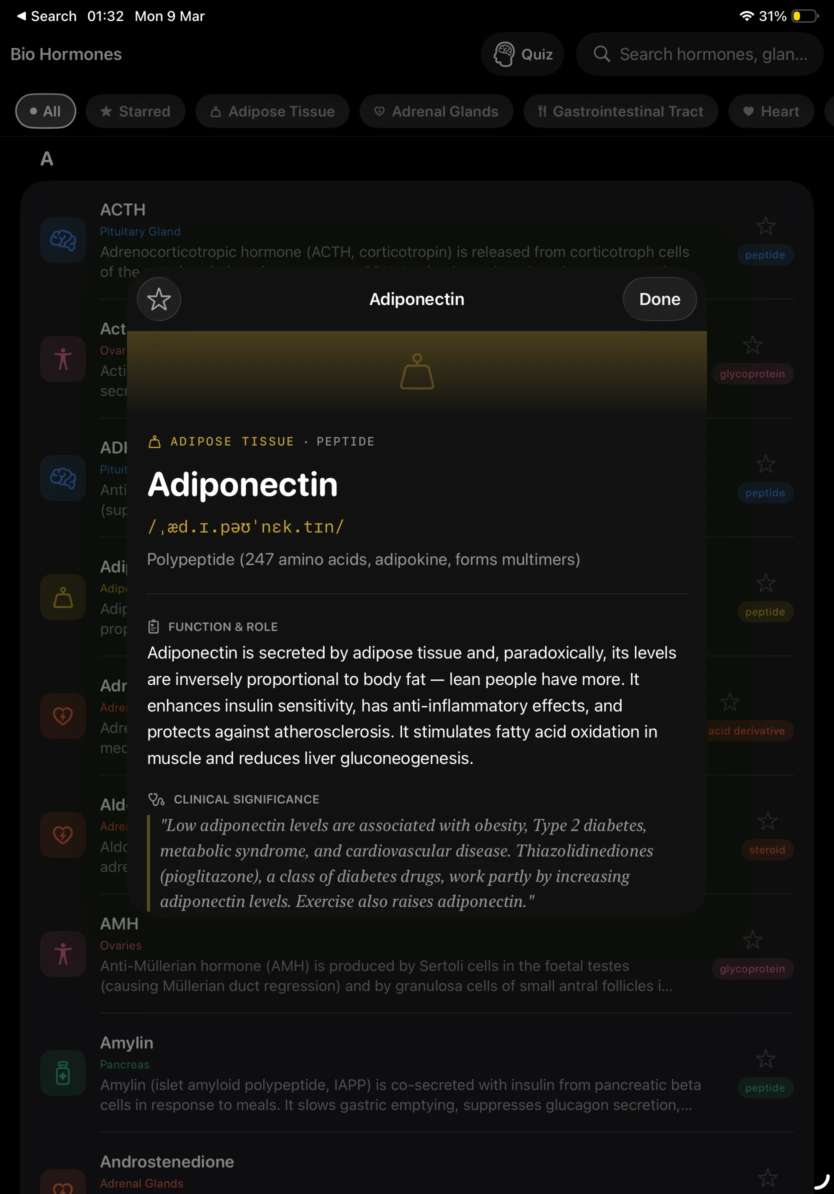 iPad - Hormone Detail Flashcard (Dark)