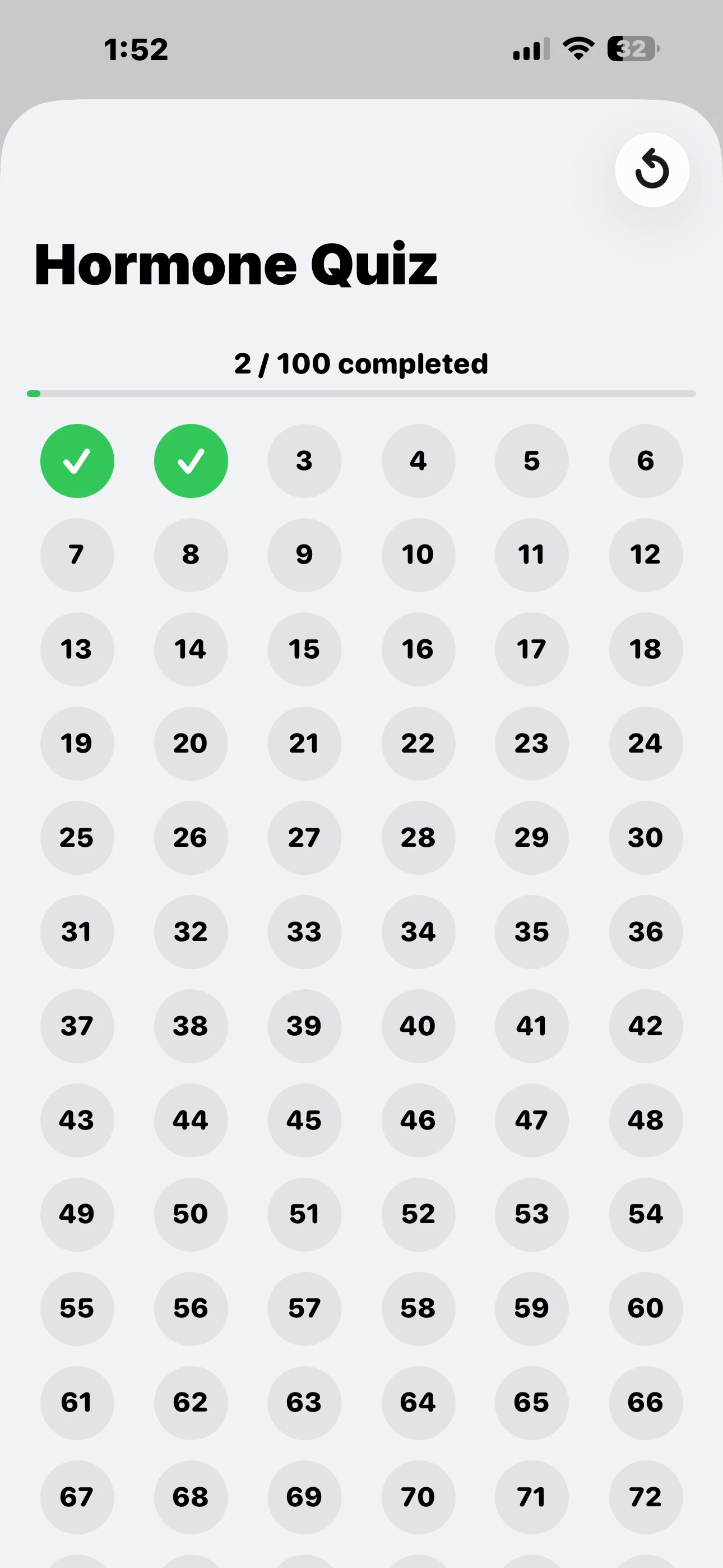 iPhone - Hormone Quiz Overview