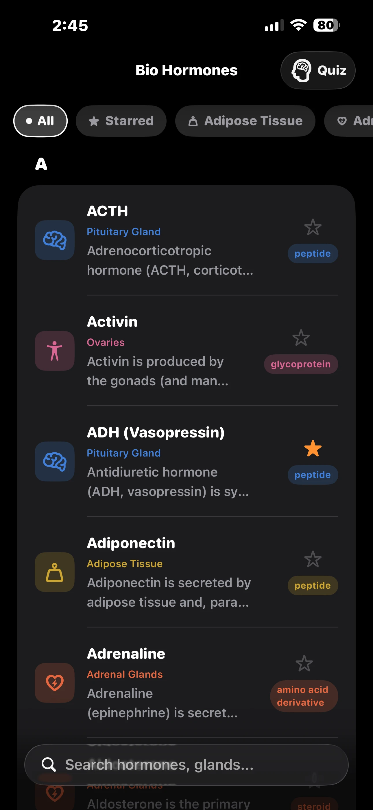 iPhone - Hormone List (Dark)