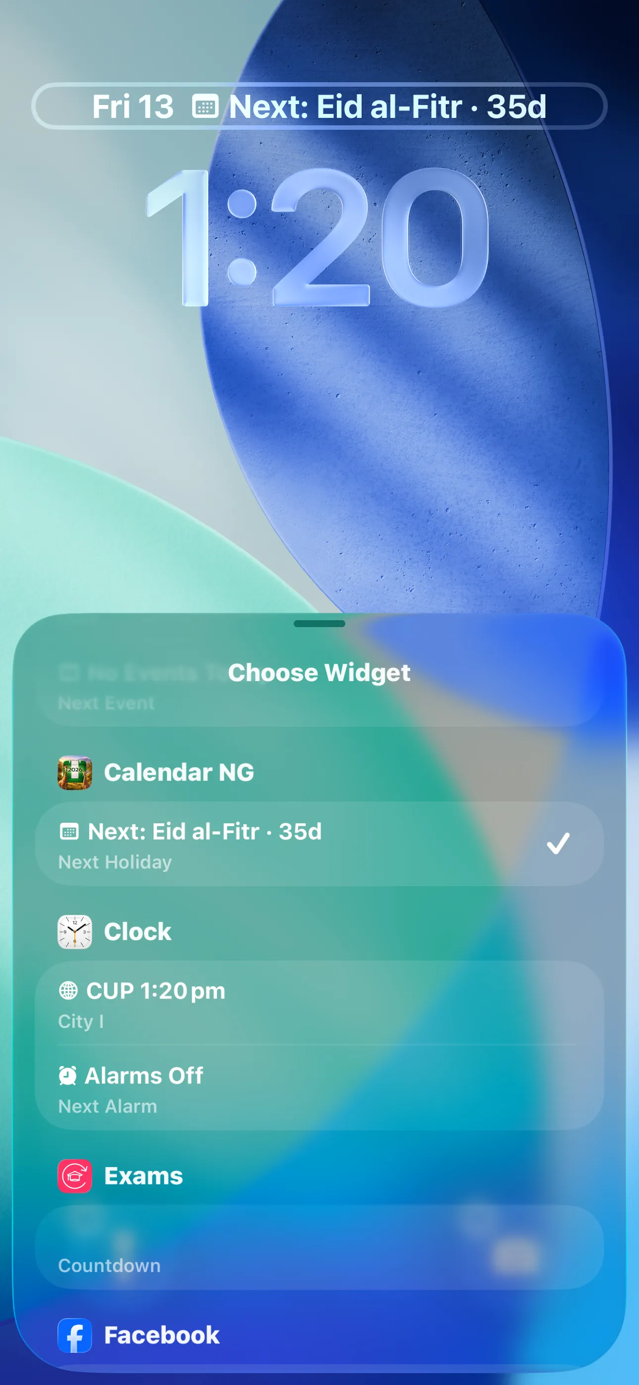 Lock Screen Widget - Next Holiday Countdown