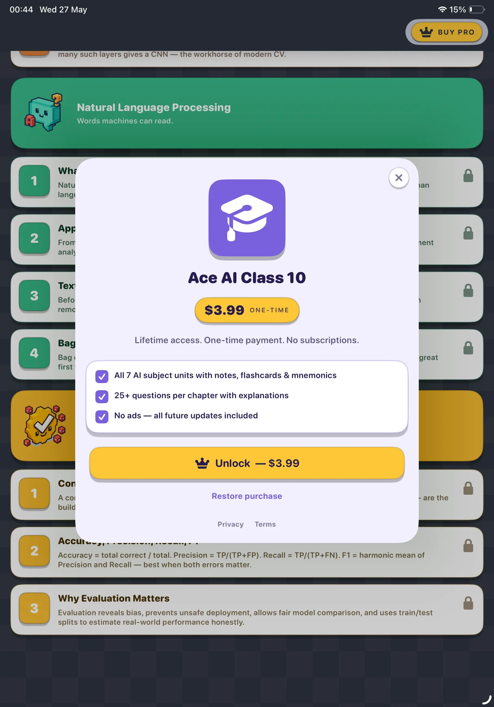 CBSE AI 10 paywall on iPad