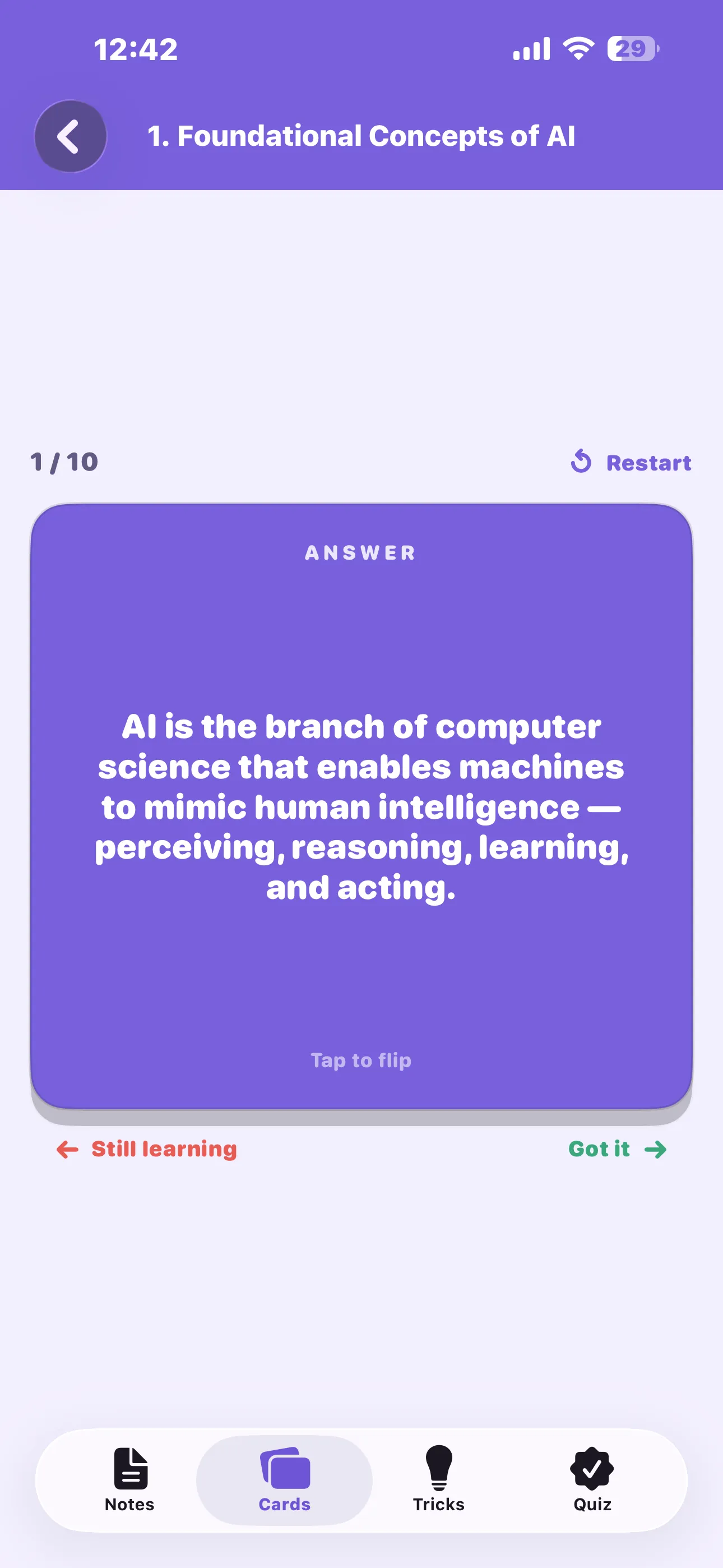 CBSE AI 10 flashcard answer on iPhone