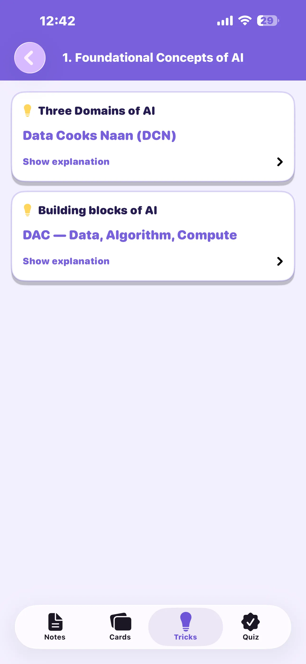 CBSE AI 10 Tricks tab on iPhone