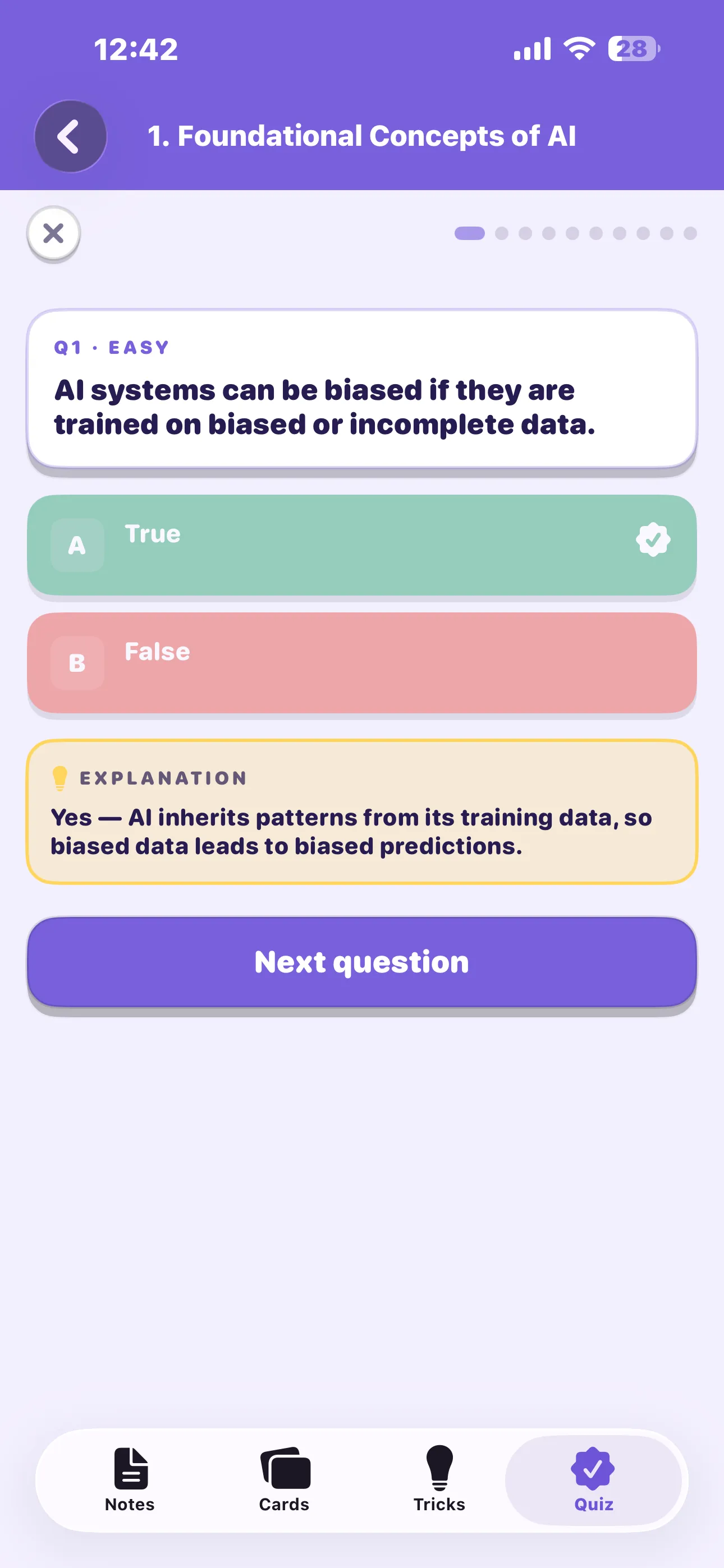 CBSE AI 10 quiz answer with explanation on iPhone