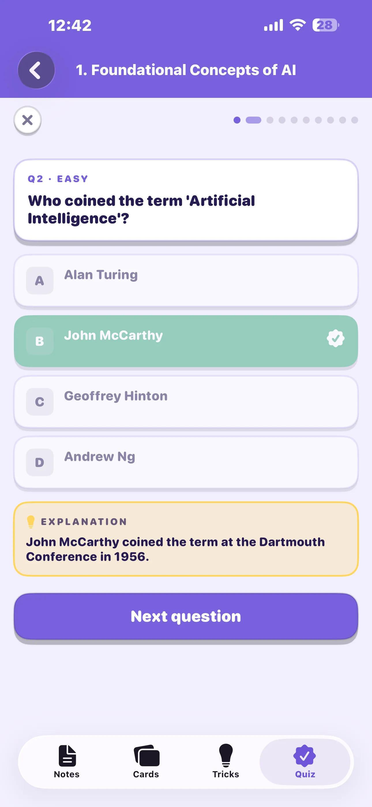 CBSE AI 10 next quiz question on iPhone