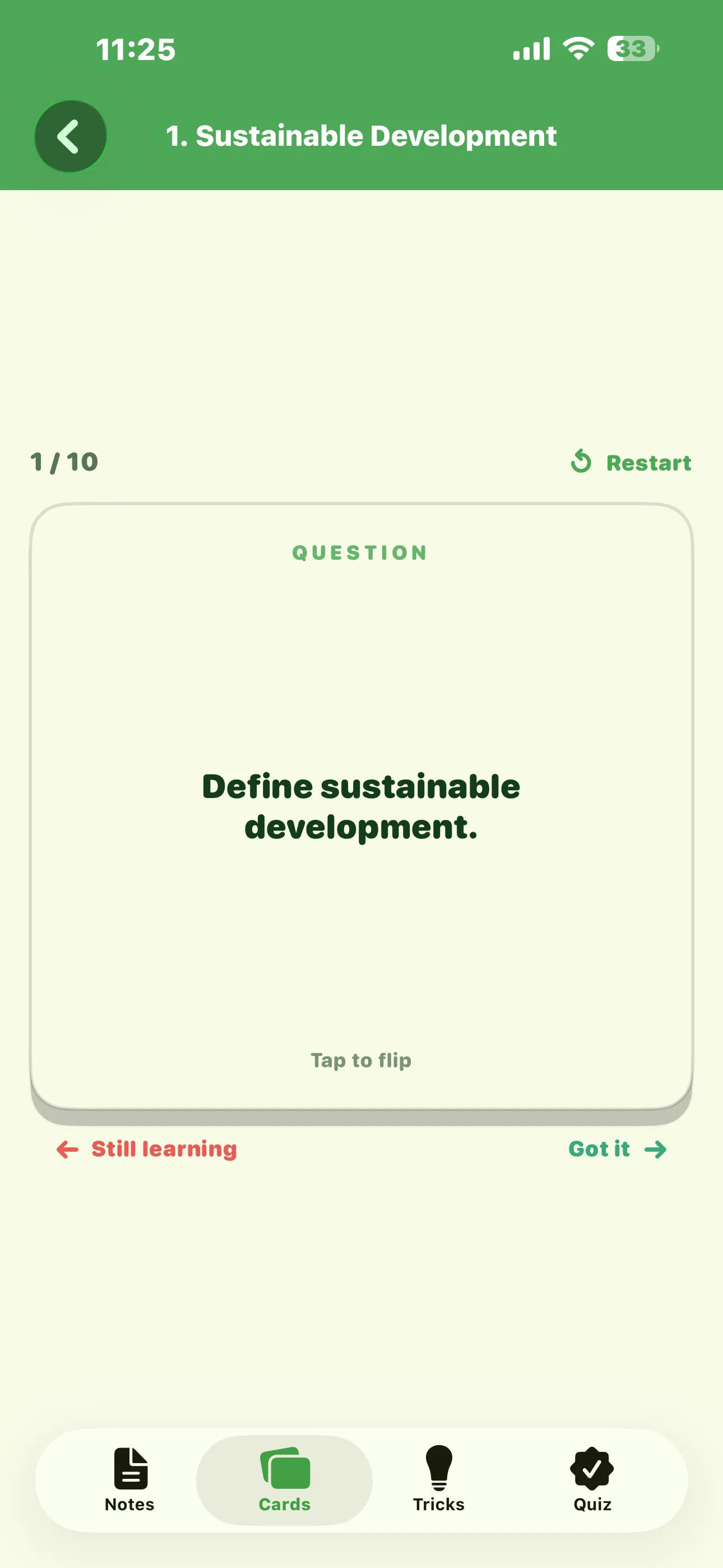 CBSE Employability Skills flashcard question on iPhone