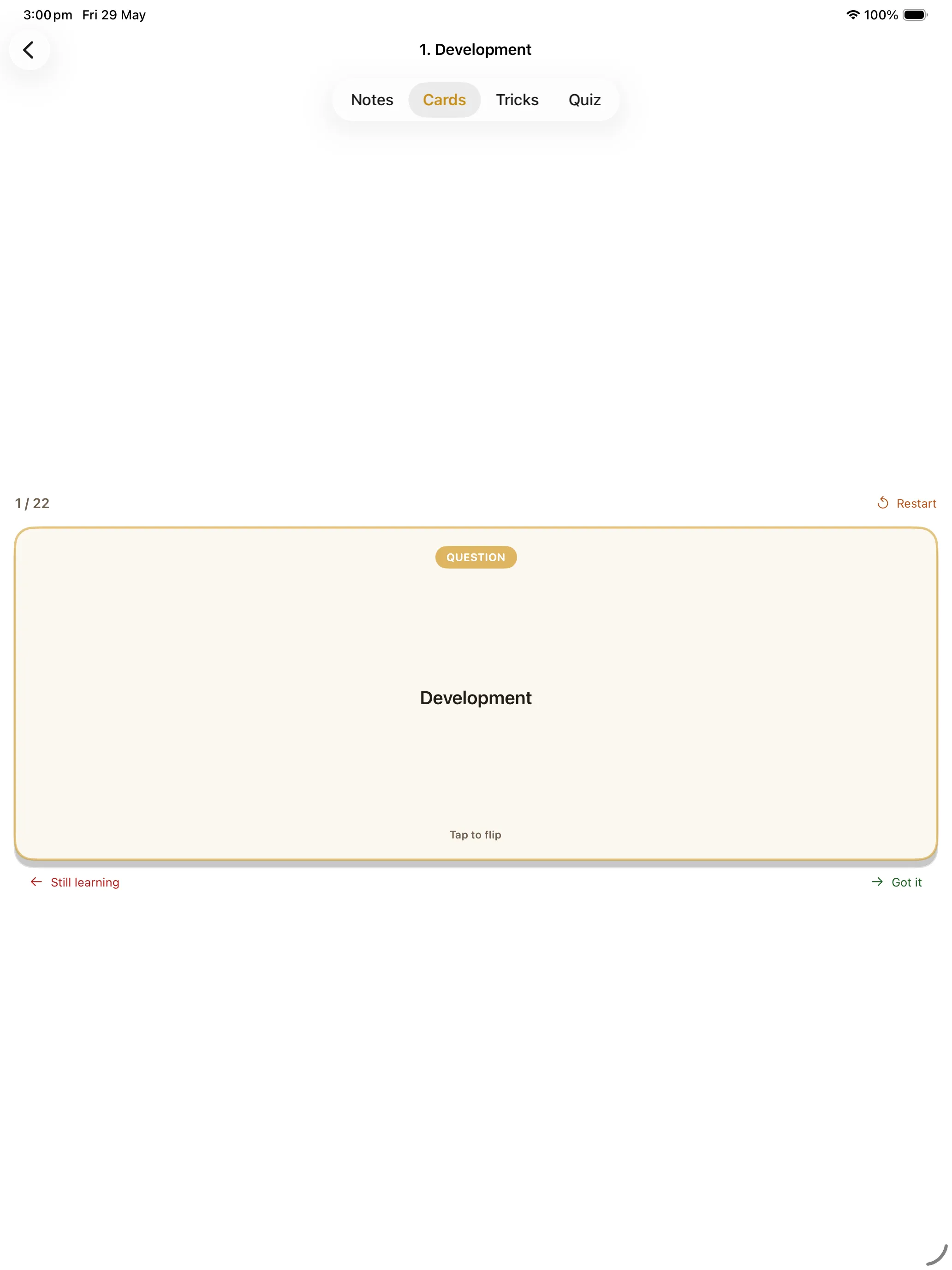 CBSE Social Science 10 flashcard question on iPad
