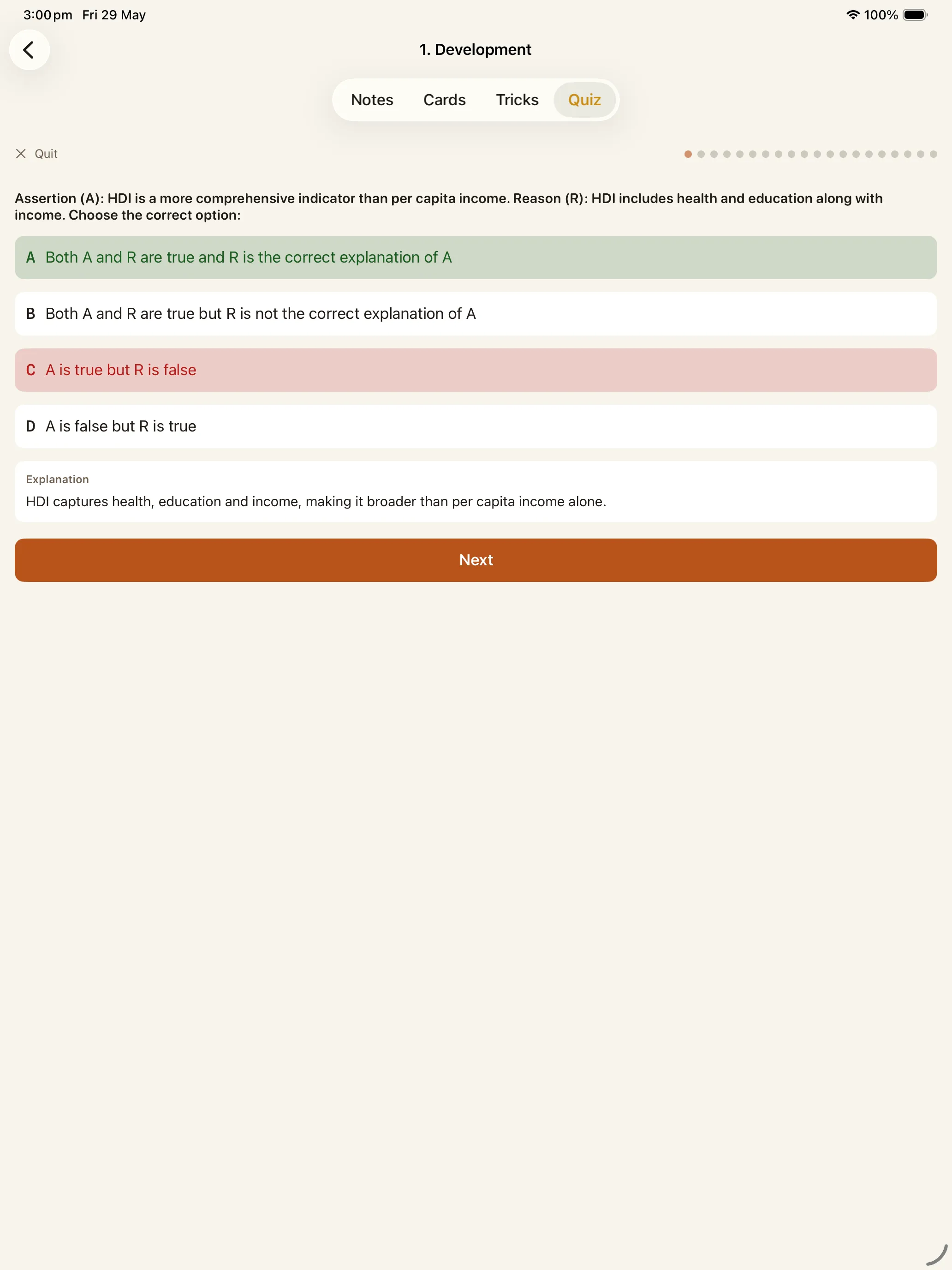 CBSE Social Science 10 assertion-reason quiz on iPad