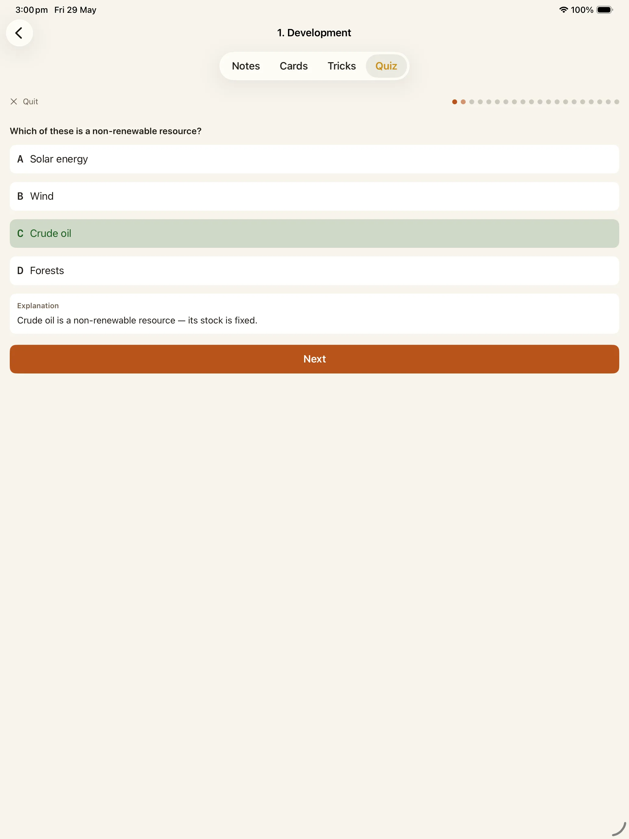 CBSE Social Science 10 quiz answer with explanation on iPad