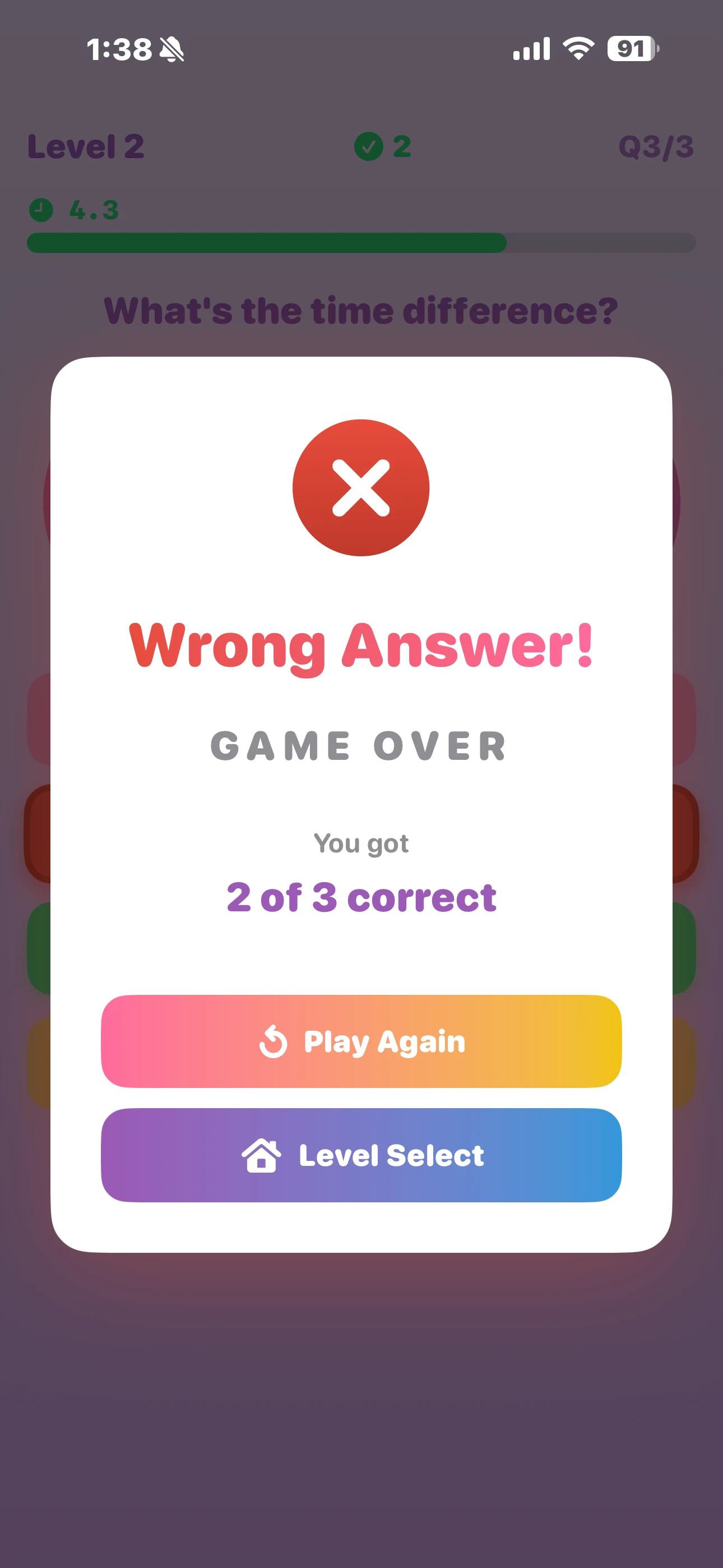 Clock Out - Game Over Screen