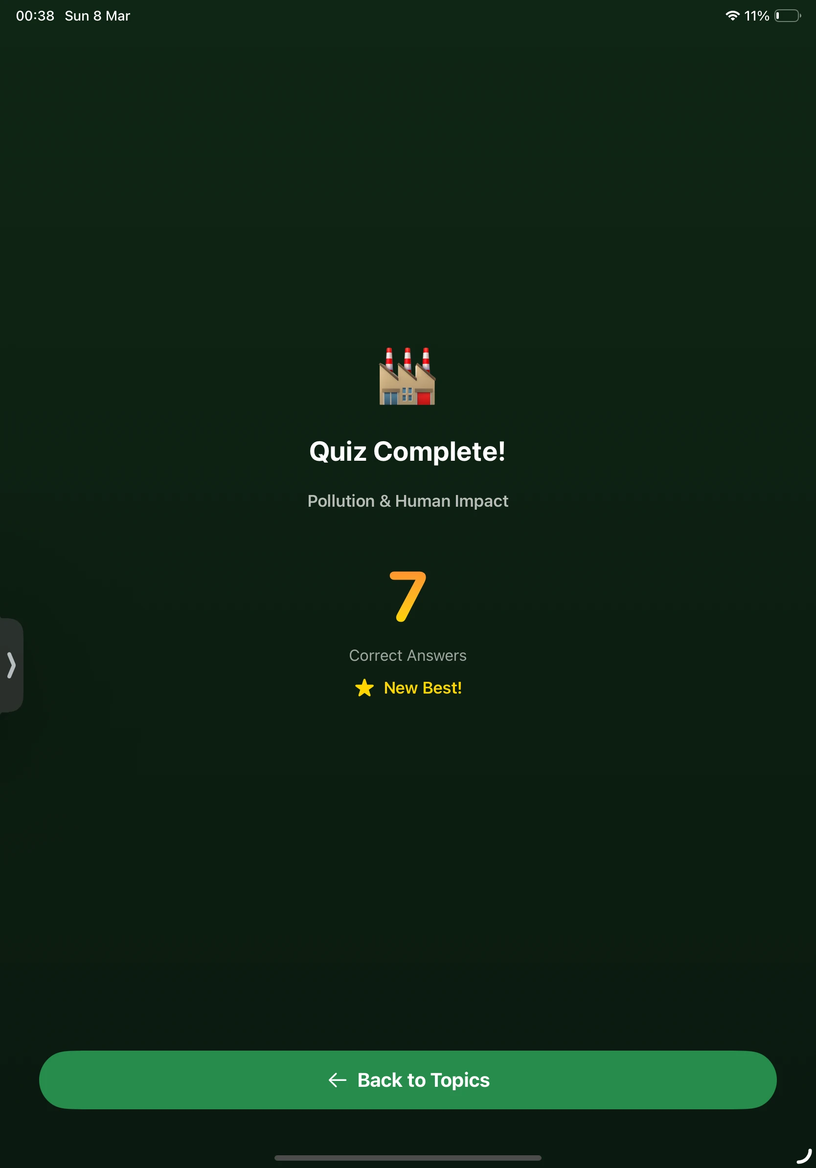 iPad - Quiz Complete