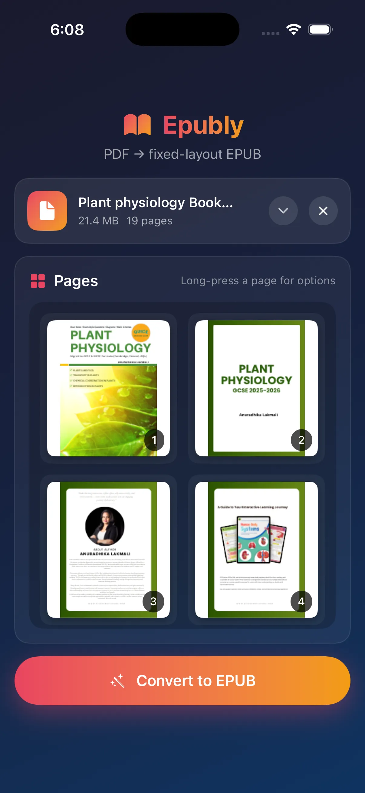 Page thumbnails — reorder and delete