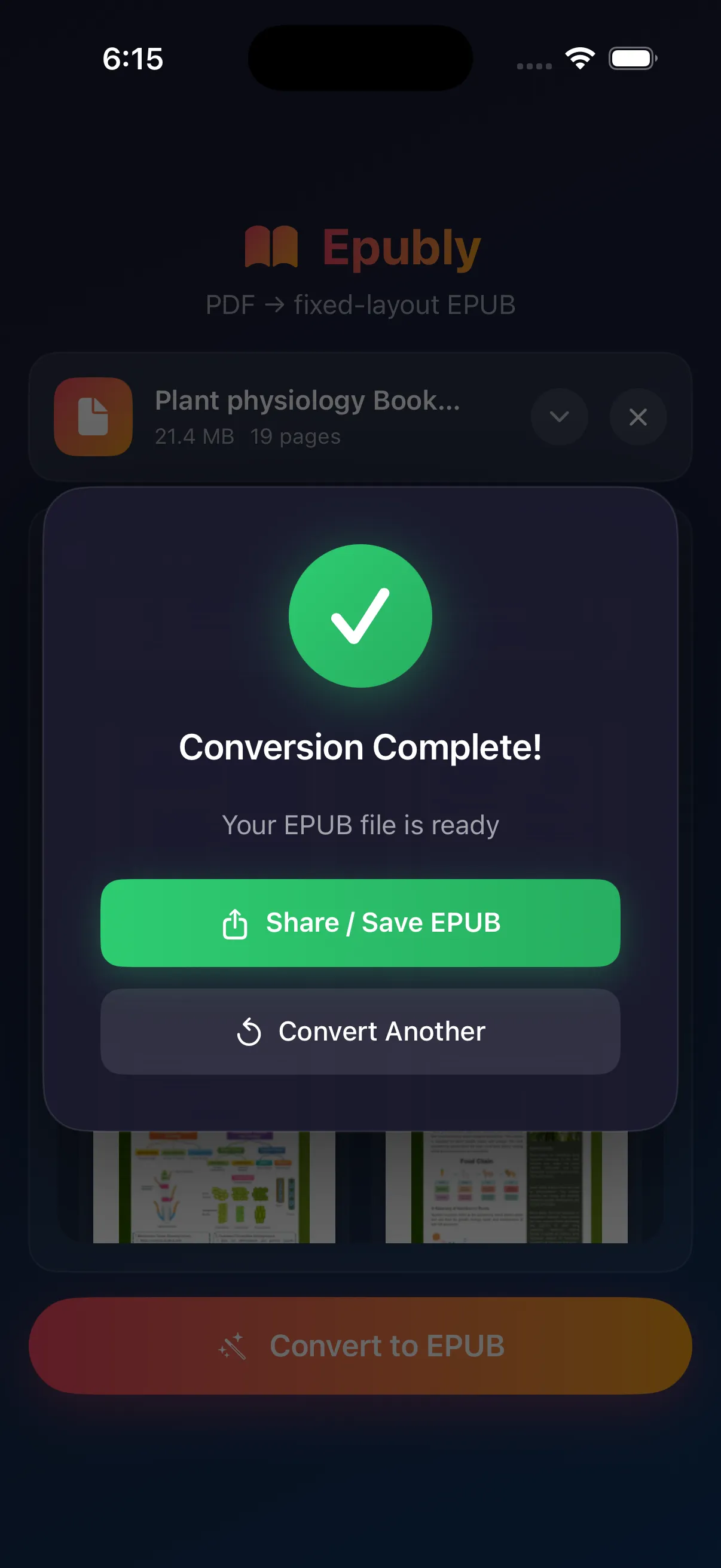 Conversion complete — share or save