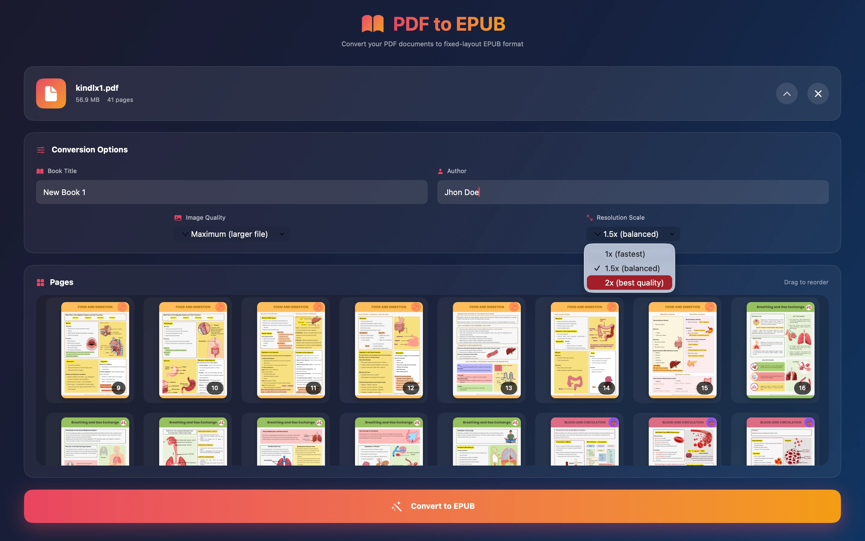 Conversion options and page preview