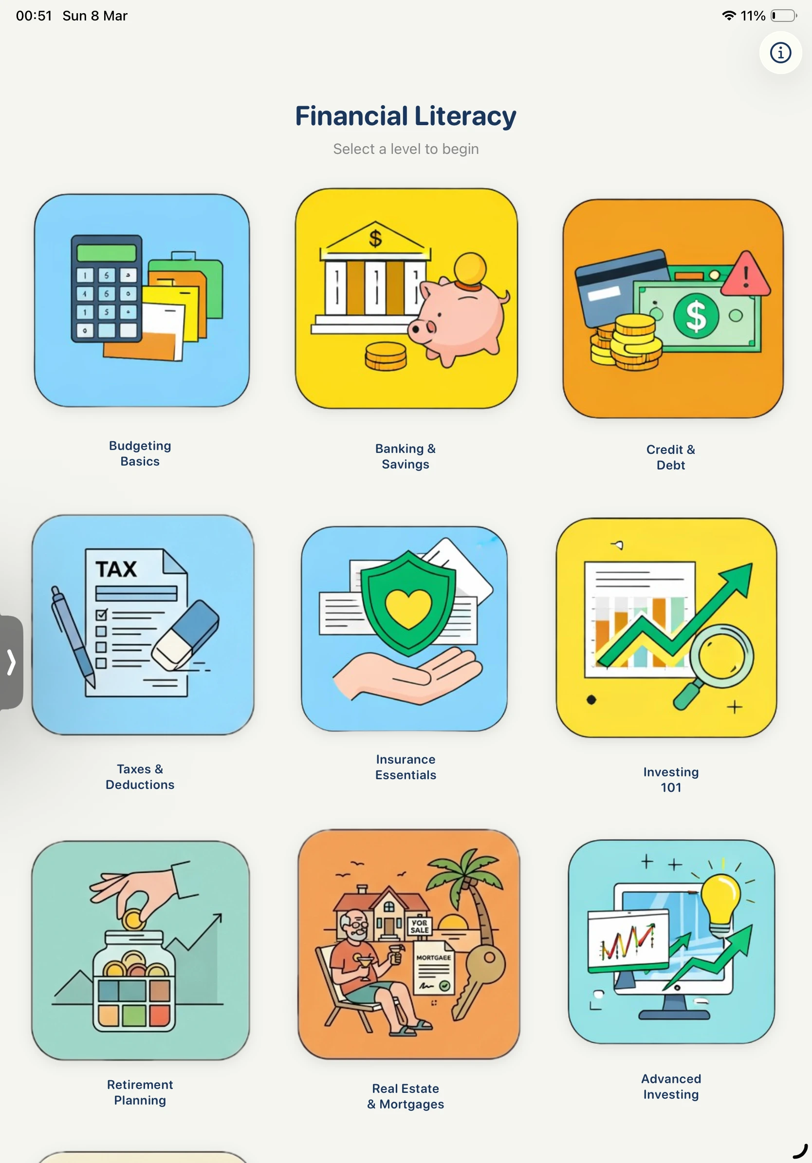 iPad Screenshot - Topics List