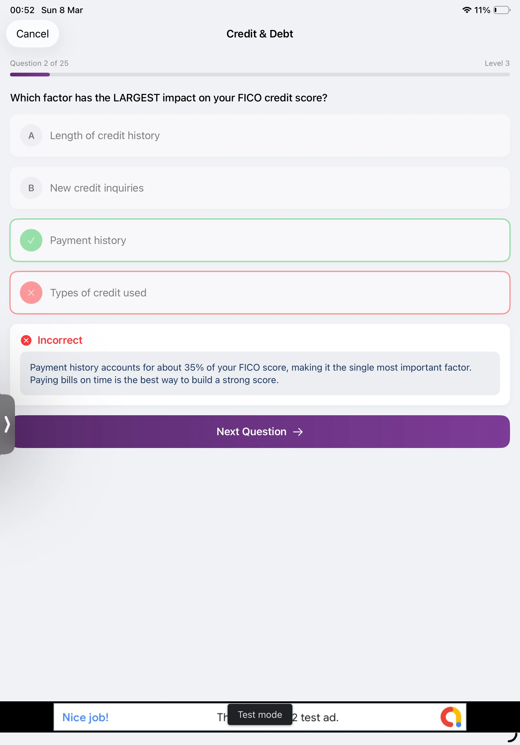 iPad Screenshot - Results