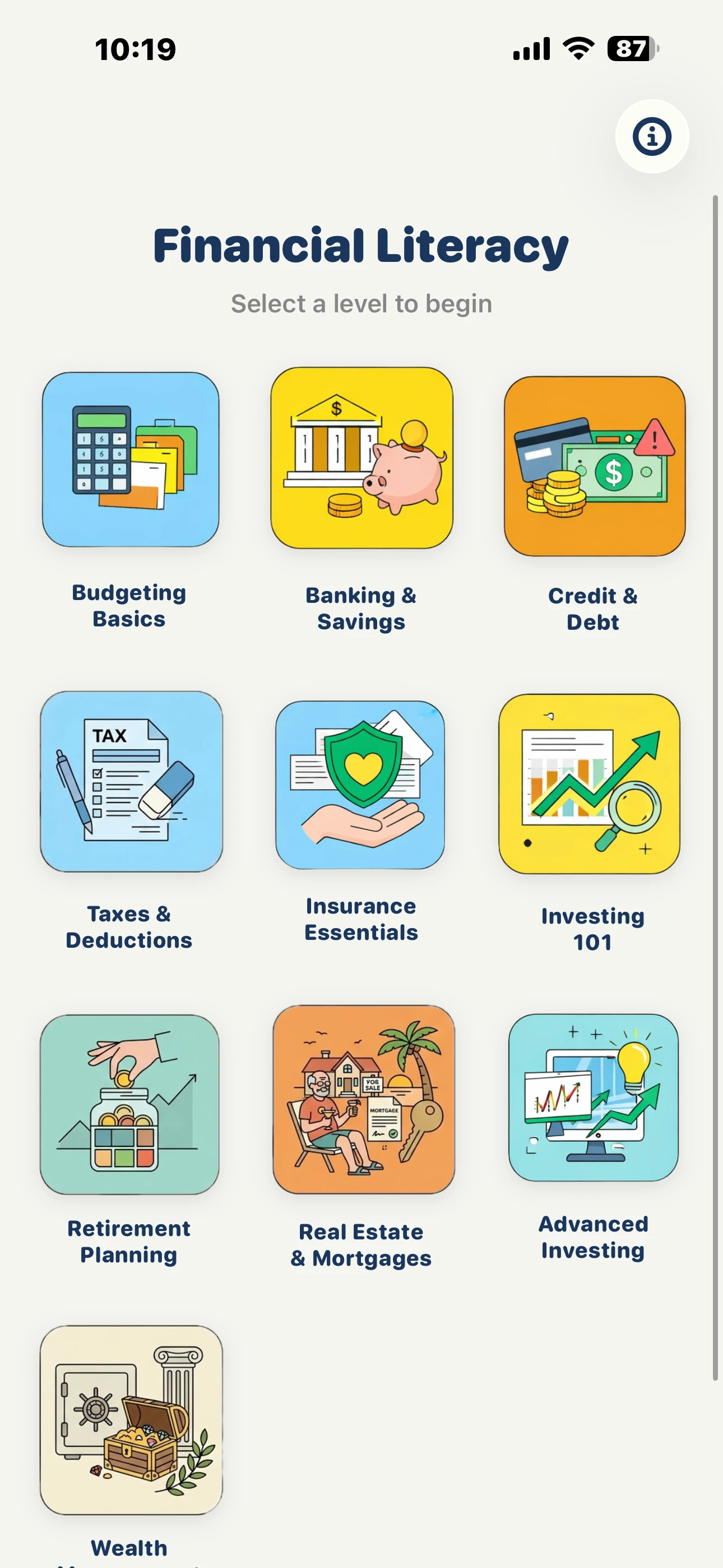 iPhone Screenshot - Topics List