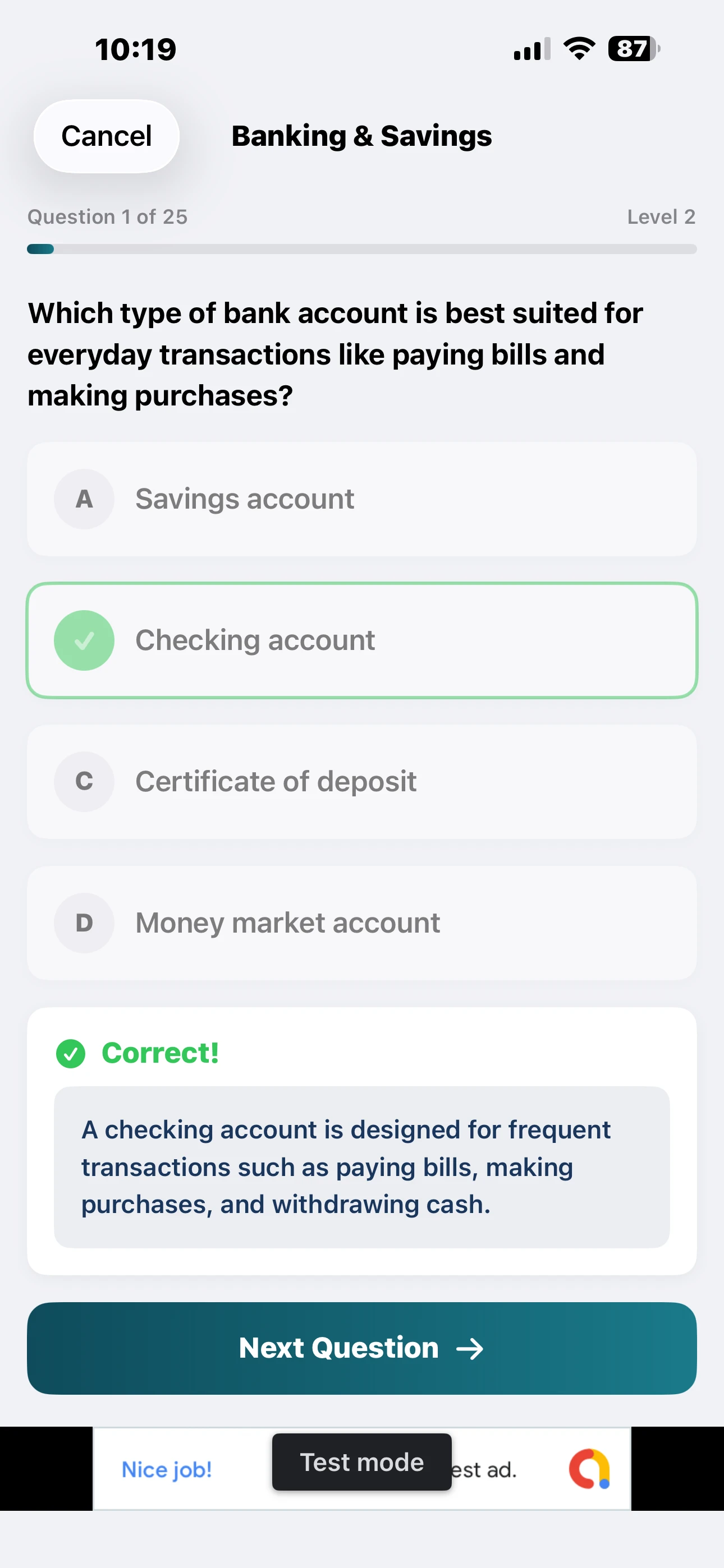 iPhone Screenshot - Answer Review