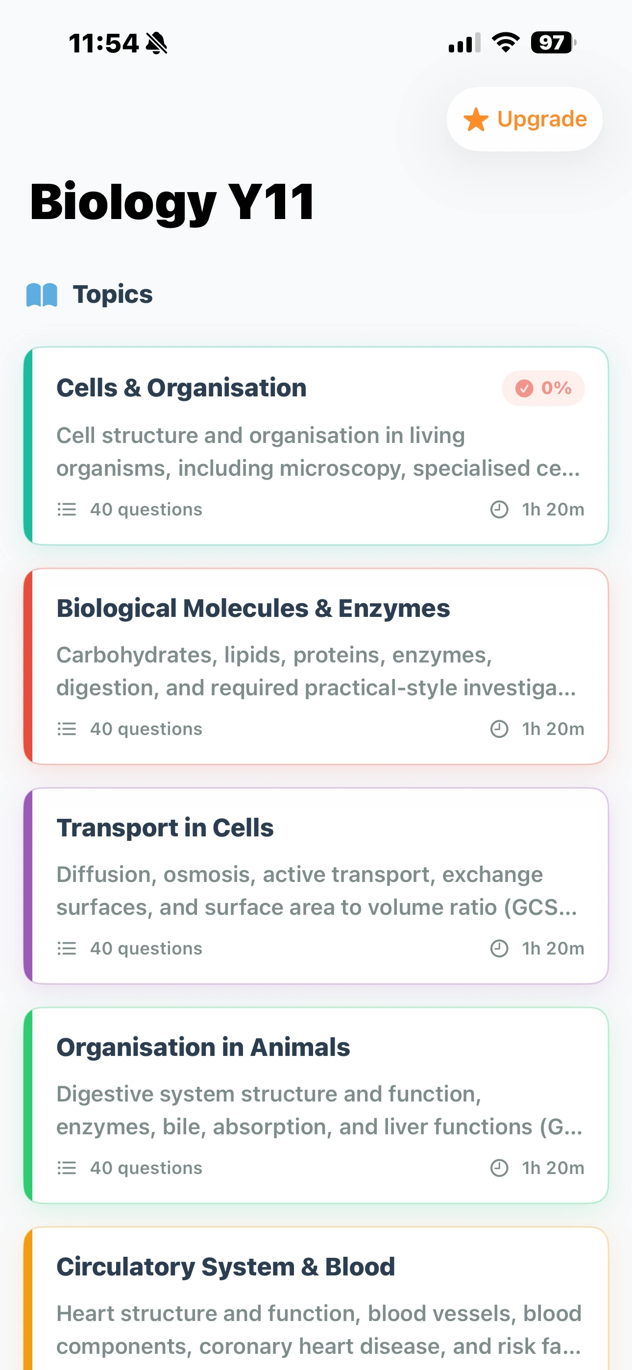 iPhone Screenshot - Topics List