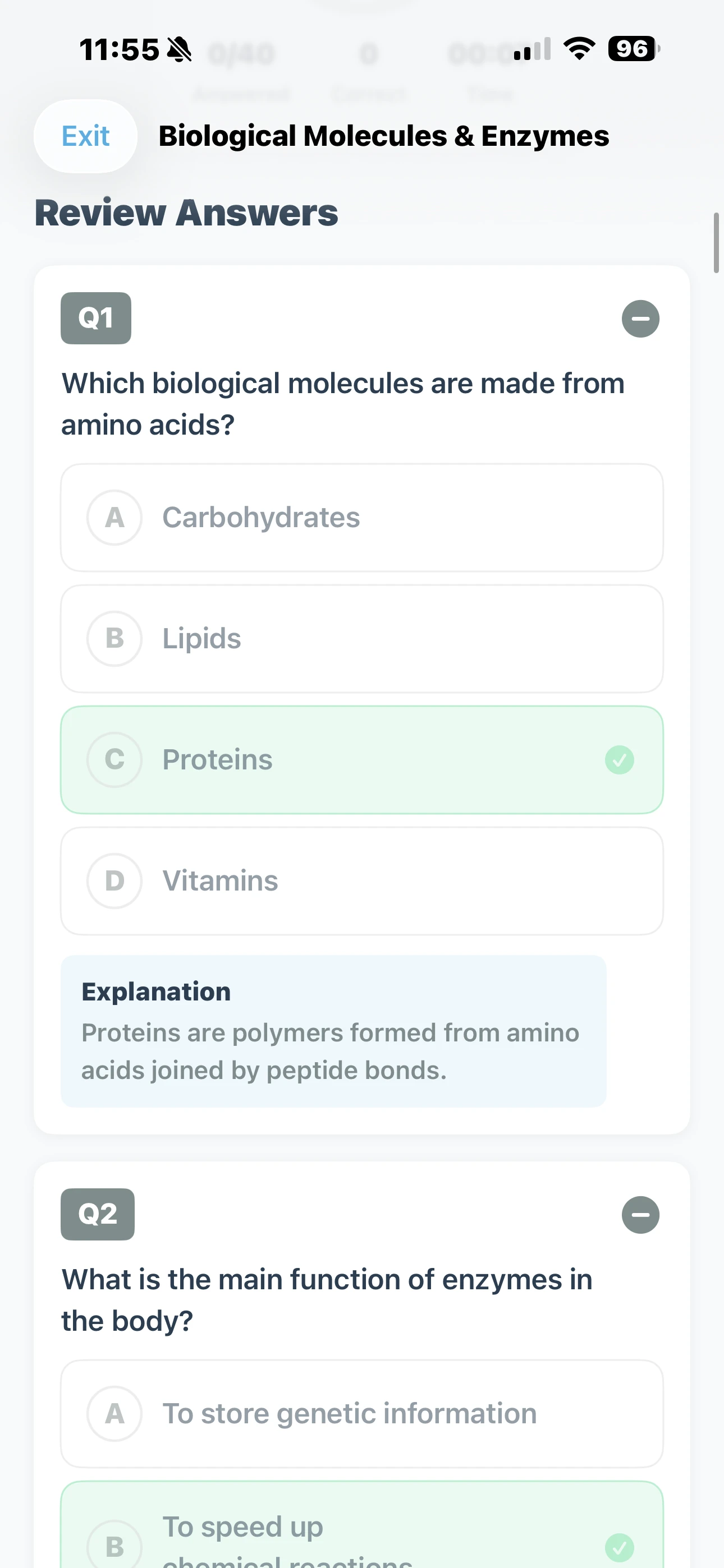 iPhone Screenshot - Review Answers